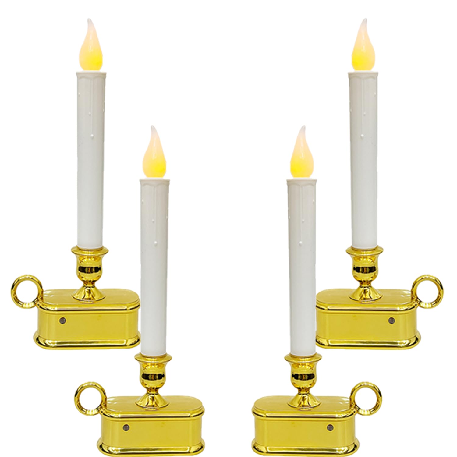 4 Pack 10 Inch Wireless Window Candle Lamps, Christmas Window Candle Light With Sensor, Flameless Flicker Led Lights And Gold Ba
