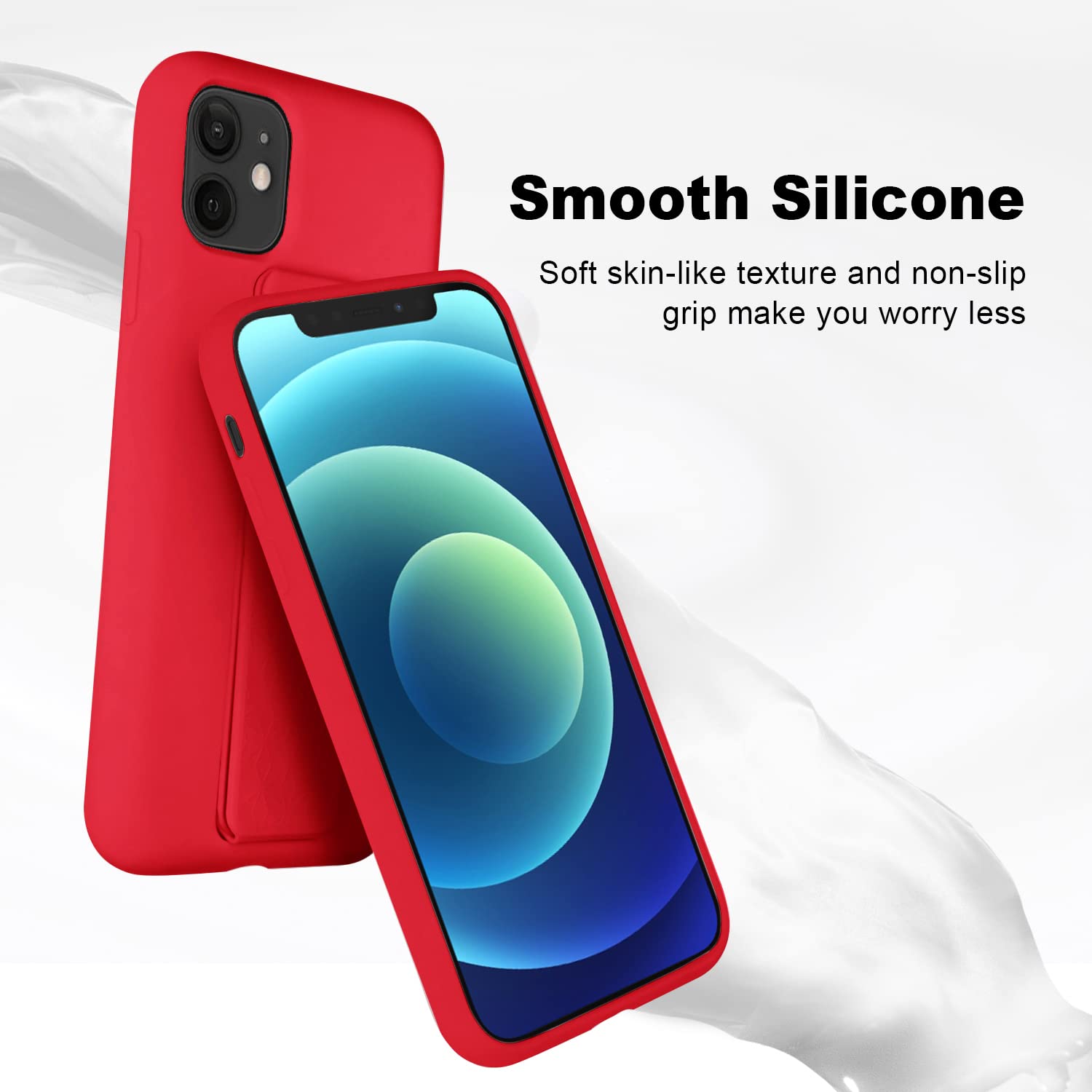 Laudtec Silicone Kickstand Case Compatible With Iphone 11 Case(6.1 In) Vertical And Horizontal Stand Hand Strap Metal Kickstand,