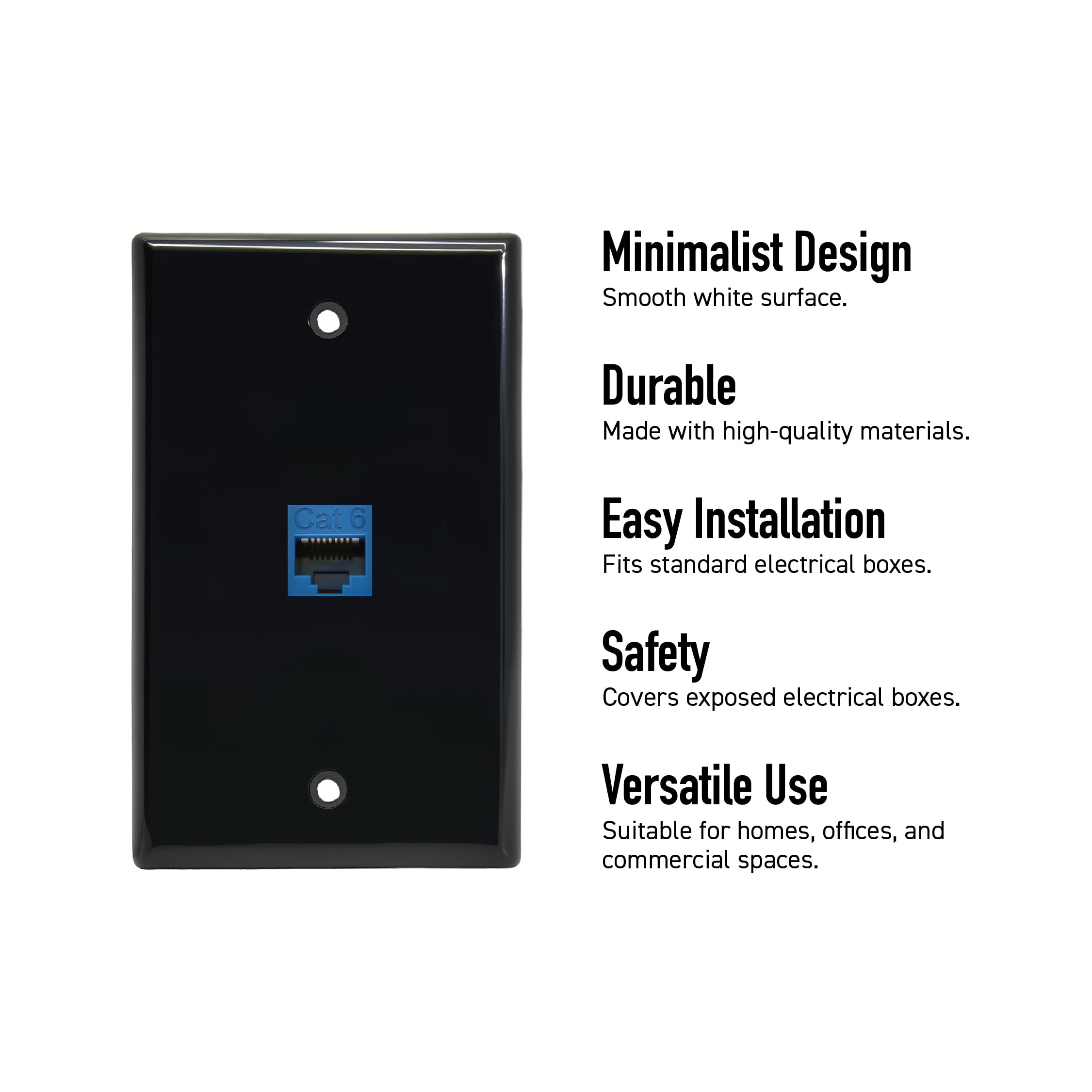 Installerparts 1 Port Keystone Wallplate Black Smooth Face