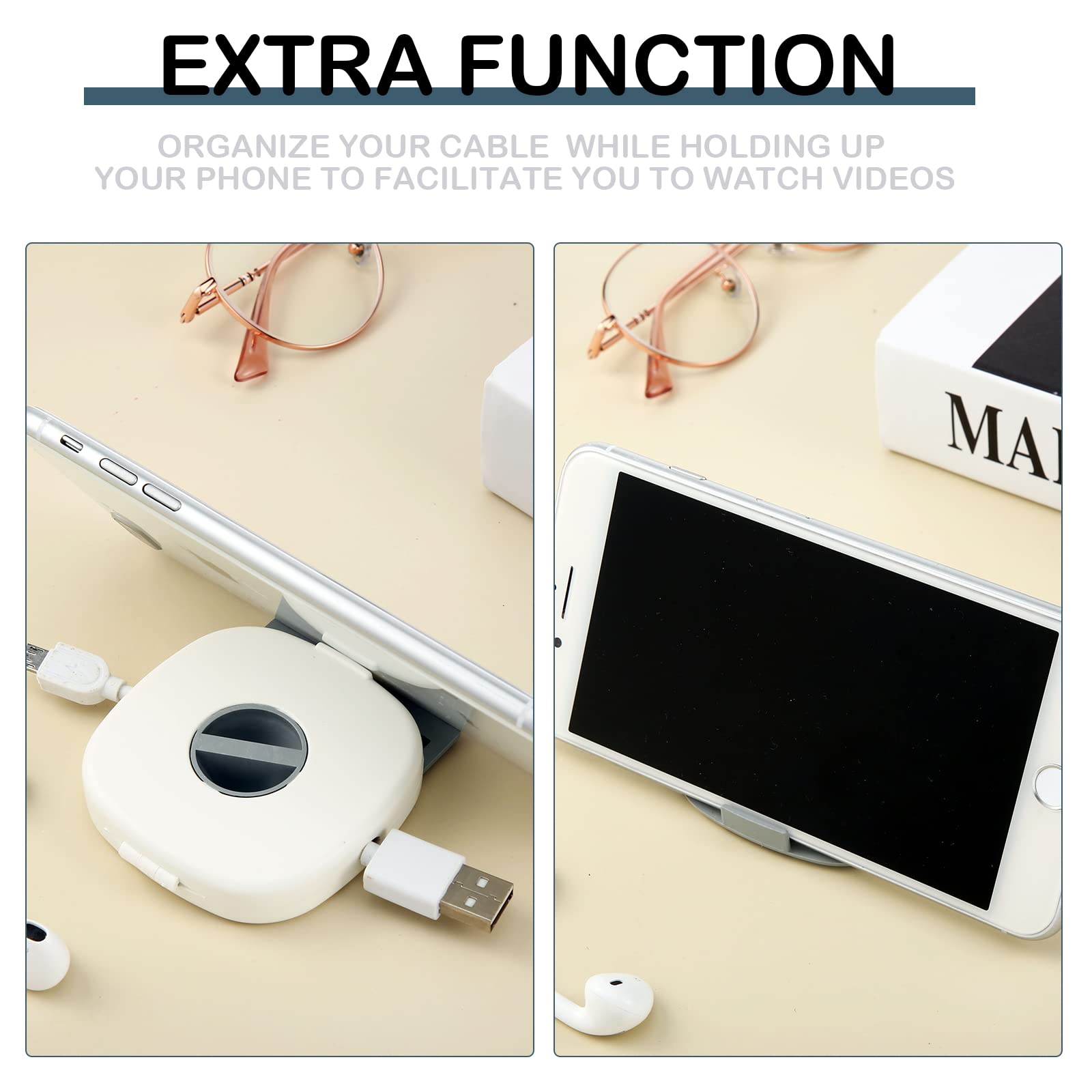 6 Pieces Retractable Cable Management Charging Cord Organizer Phone Cord Holder Retractable Cable Reels Small Winder Case For Us