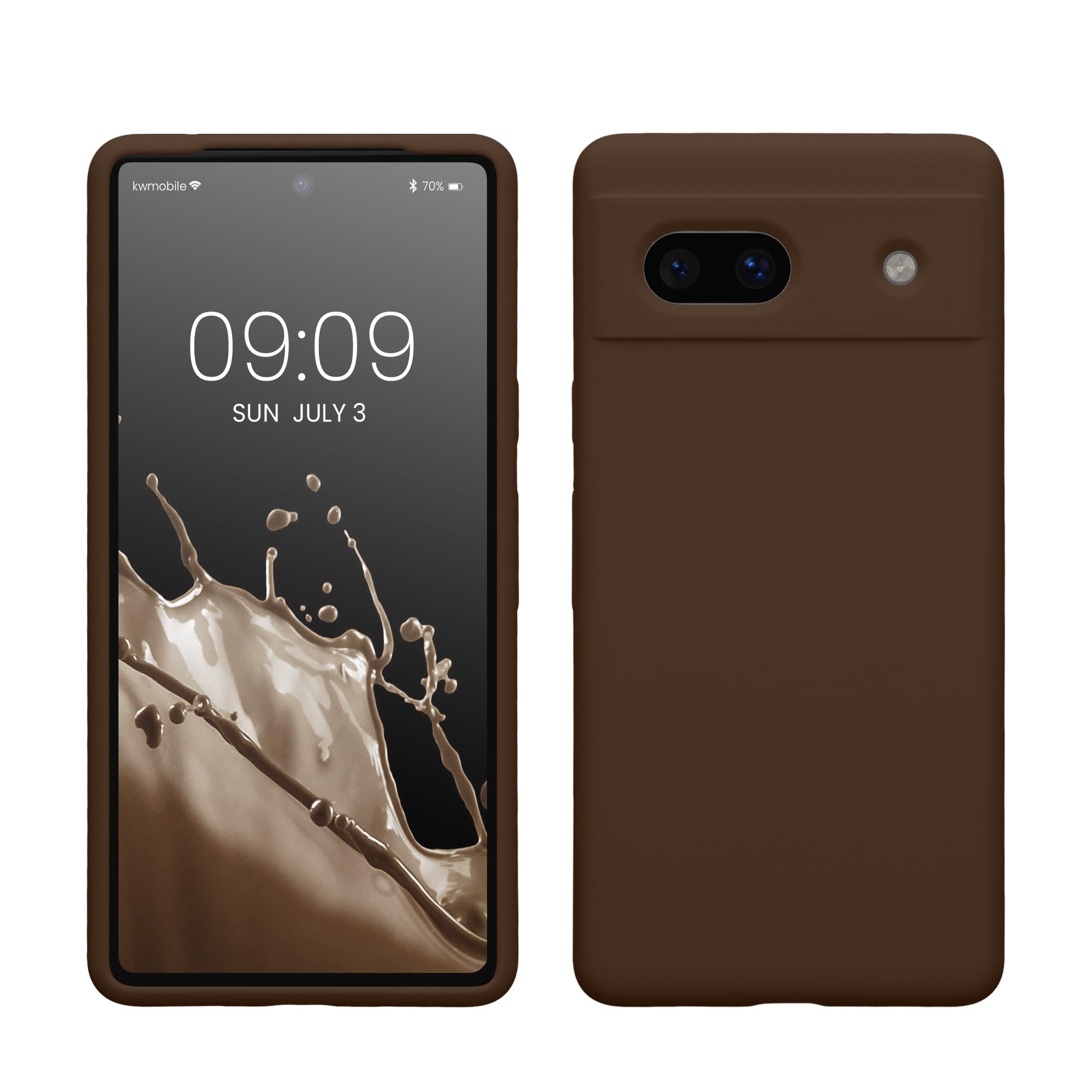 kwmobile Case Compatible with Google Pixel 7a Case - TPU Silicone Phone Cover with Soft Finish - Chocolate