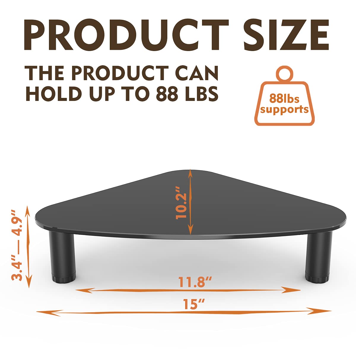 Tempered Glass Computer Monitor Riser/Triangle Save Space Desktop Corner Stand For Computer Monitor & Laptop Black Hd01B 003