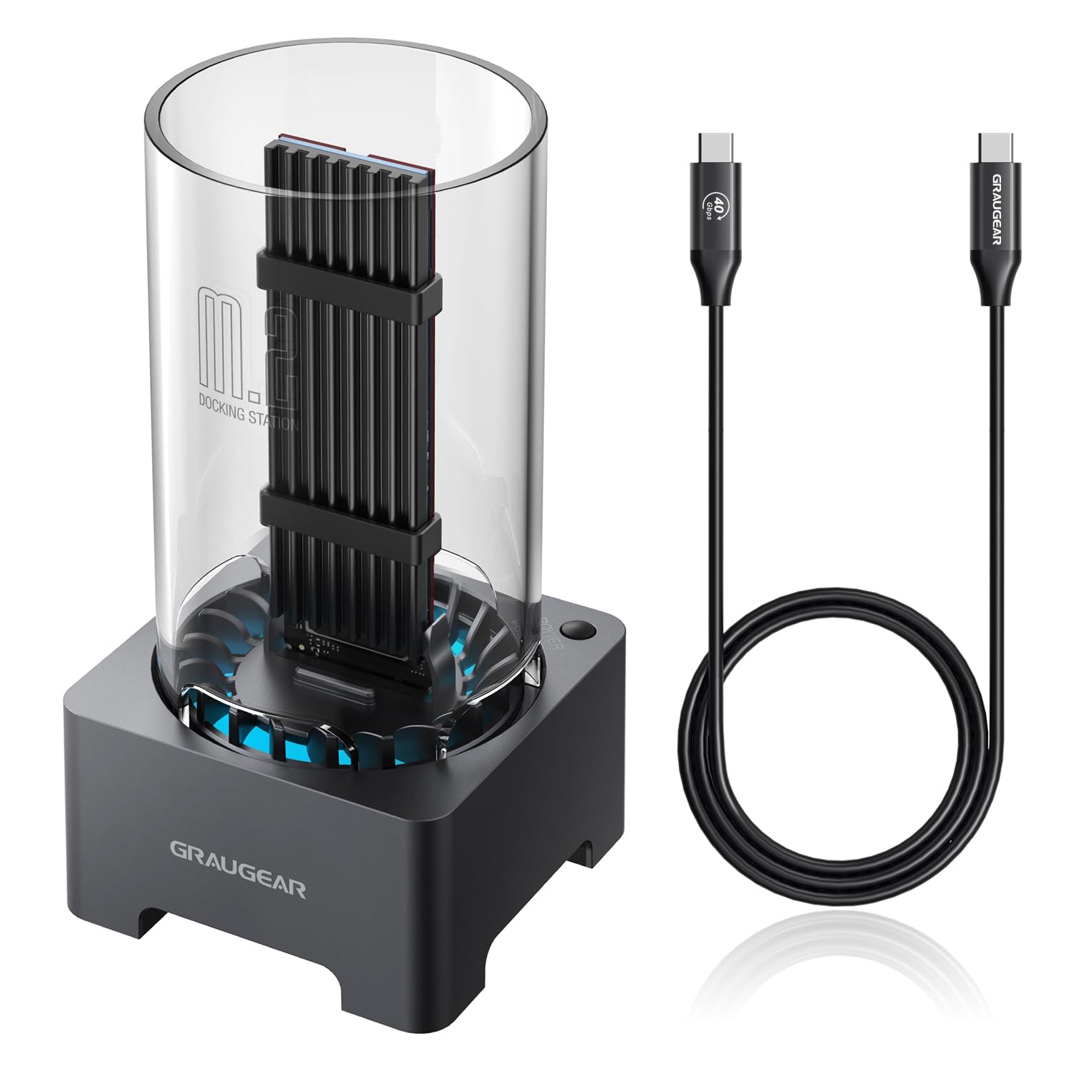 GRAUGEAR USB4 M.2 SSD Docking Station, 40Gbps External NVMe SSD Enclosure with Built-in Cooling Fan, UASP Trim Support, Compatib