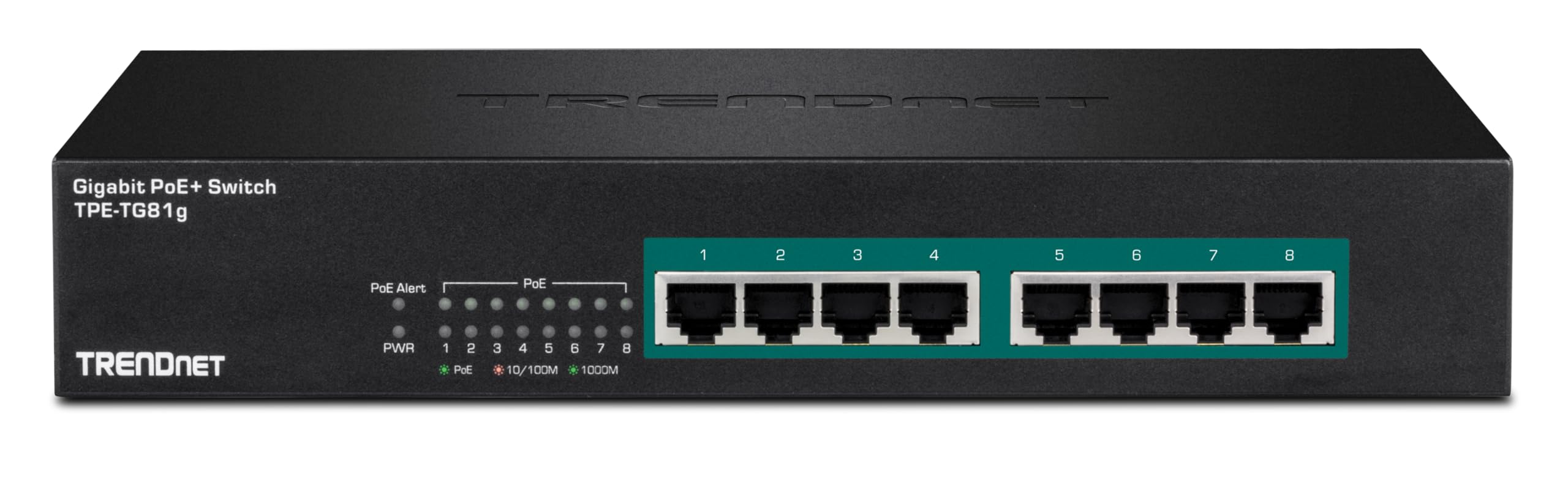 Trendnet 8 Port Gigabit Greennet Poe+ Switch, Tpe Tg81G, 8 X Gigabit Poe+ Ports, Rack Mountable, Up To 30 W Per Port With 110 W