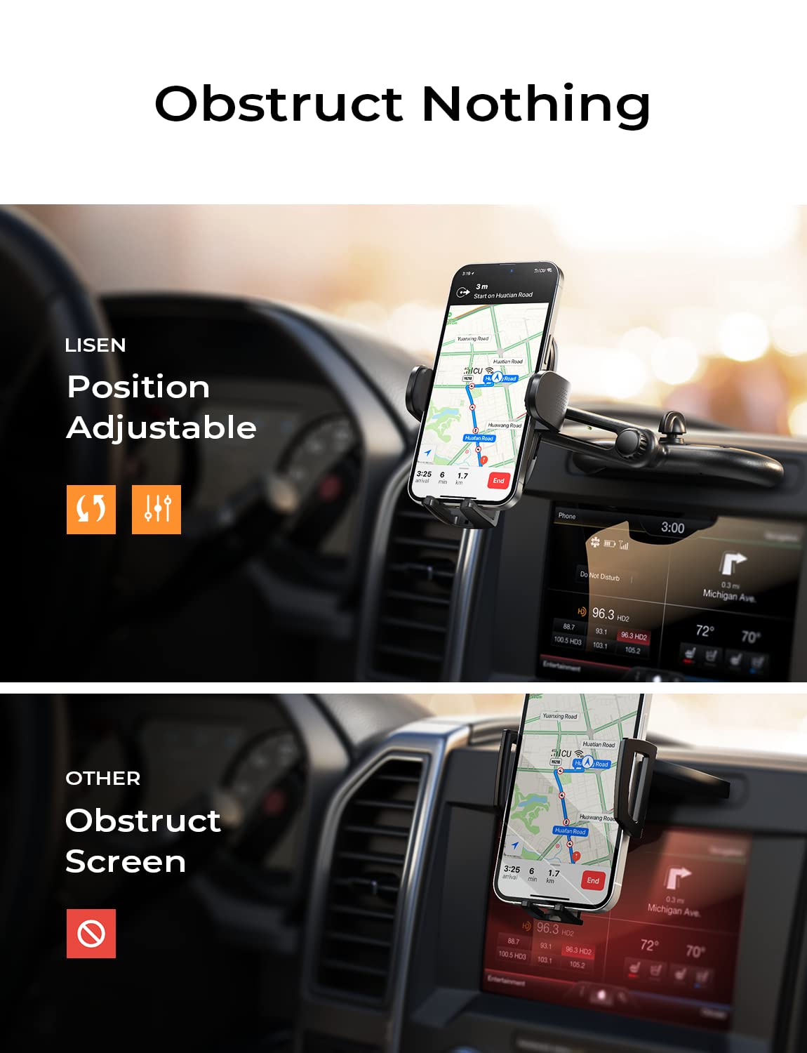 Lisen Cd Slot Phone Mount For Car, Adjustable Cd Phone Holder For Car Phone Mount For Iphone Car Holder Mount Ultra Sturdy Vent