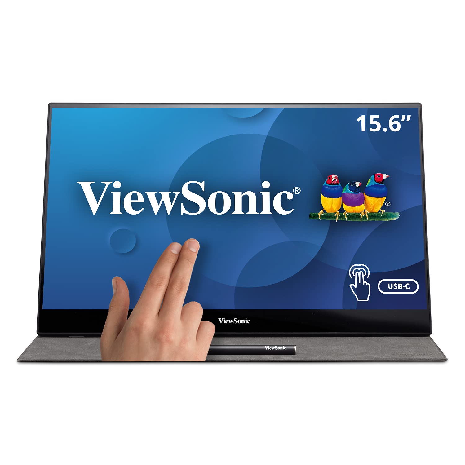 Viewsonic 15.6 Inch 1080P Portable Monitor With Ips Touchscreen 2 Way Powered 60W Usb C Eye Care Dual Speakers Built In Stand Wi