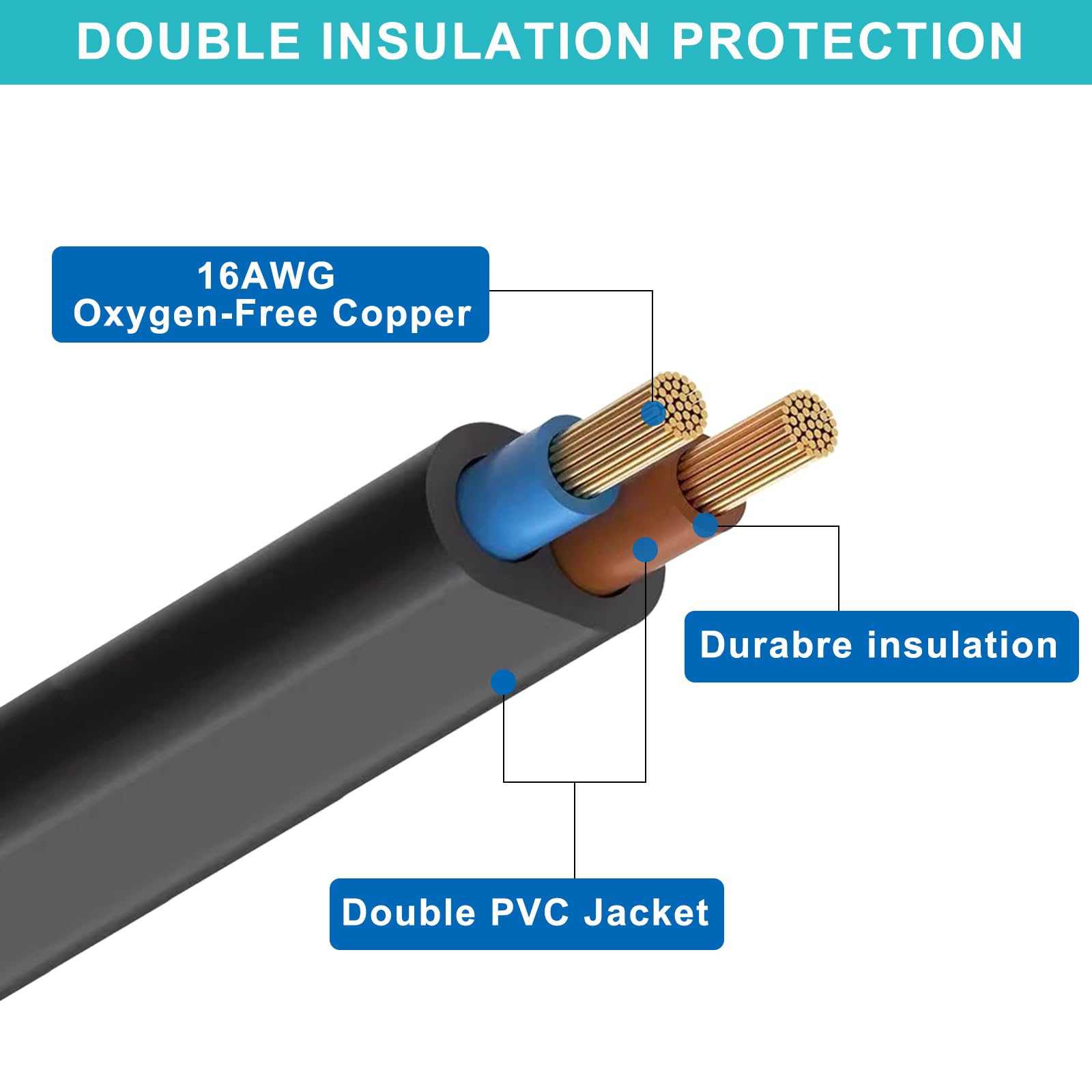 2Ft Polarized 2Prong Extension Cord   Black Replacement Us Ac Two Prong 13A 125V Power Extension Cable, Short Small Low Profile