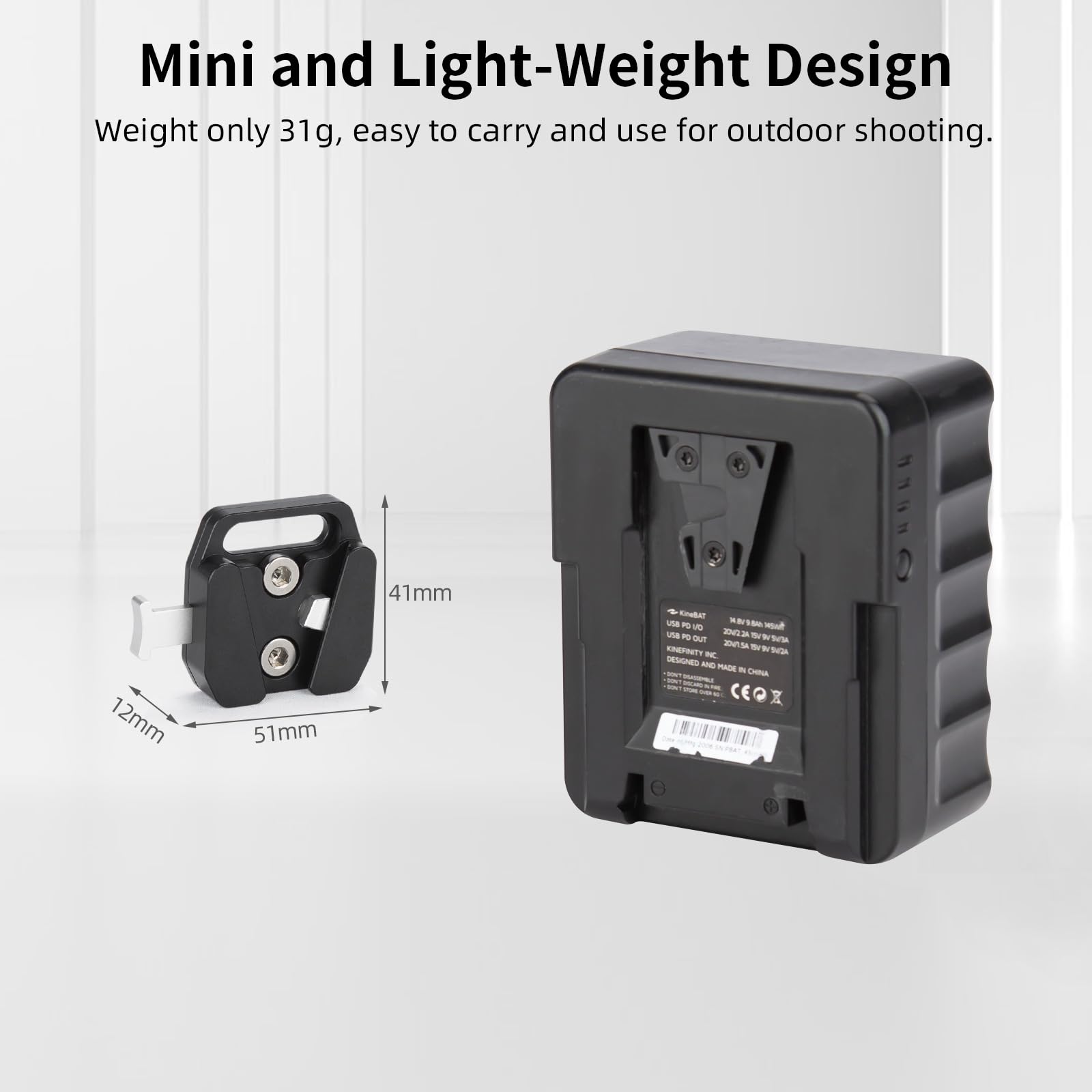 Nitze Mini V Mount Battery Plate, V Mount Adapter, Aluminum Alloy V Mounty Plate With 1/4' Screws   N21F