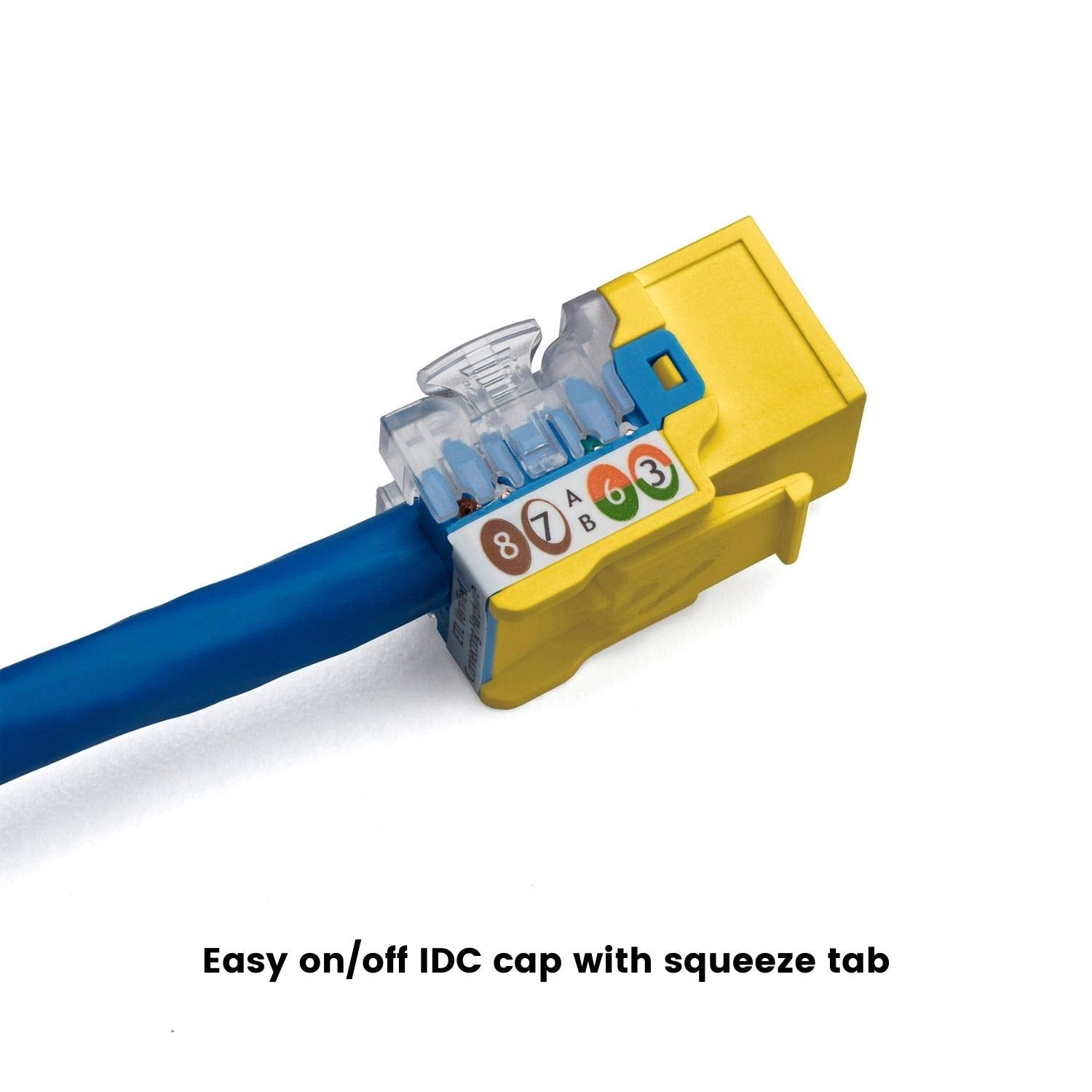 Truecable Cat6A Keystone Jack, Unshielded (Utp), 90 Degree Punch Down, Poe++ (4Ppoe), Ul Listed, Etl Verified, Ansi/Tia Certified, Modular Rj45 Female, Yellow, 48 Pack