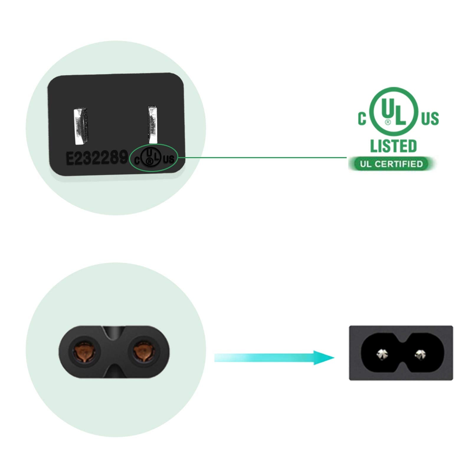 [Ul Listed] Ac Power Cord Charger Compatible With Jbl Xtreme (Extreme) / Jbl Partybox 100 110 200 300 310 710 1000 On-The-Go Spe