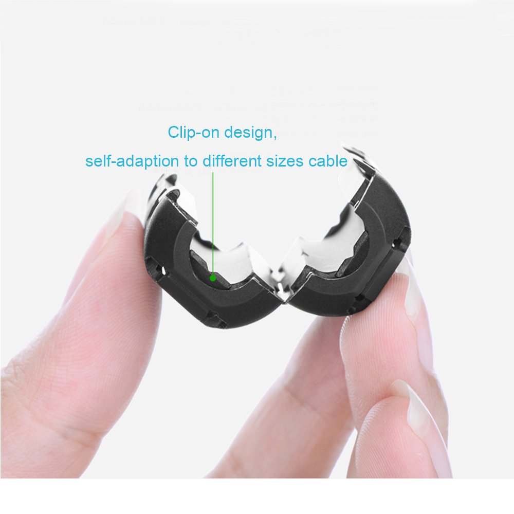 Topnisus [Pack Of 10] Clip On Ferrite Core Ring Bead Anti Interference High Frequency Filter Rfi Emi Noise Suppressor Cable Clip