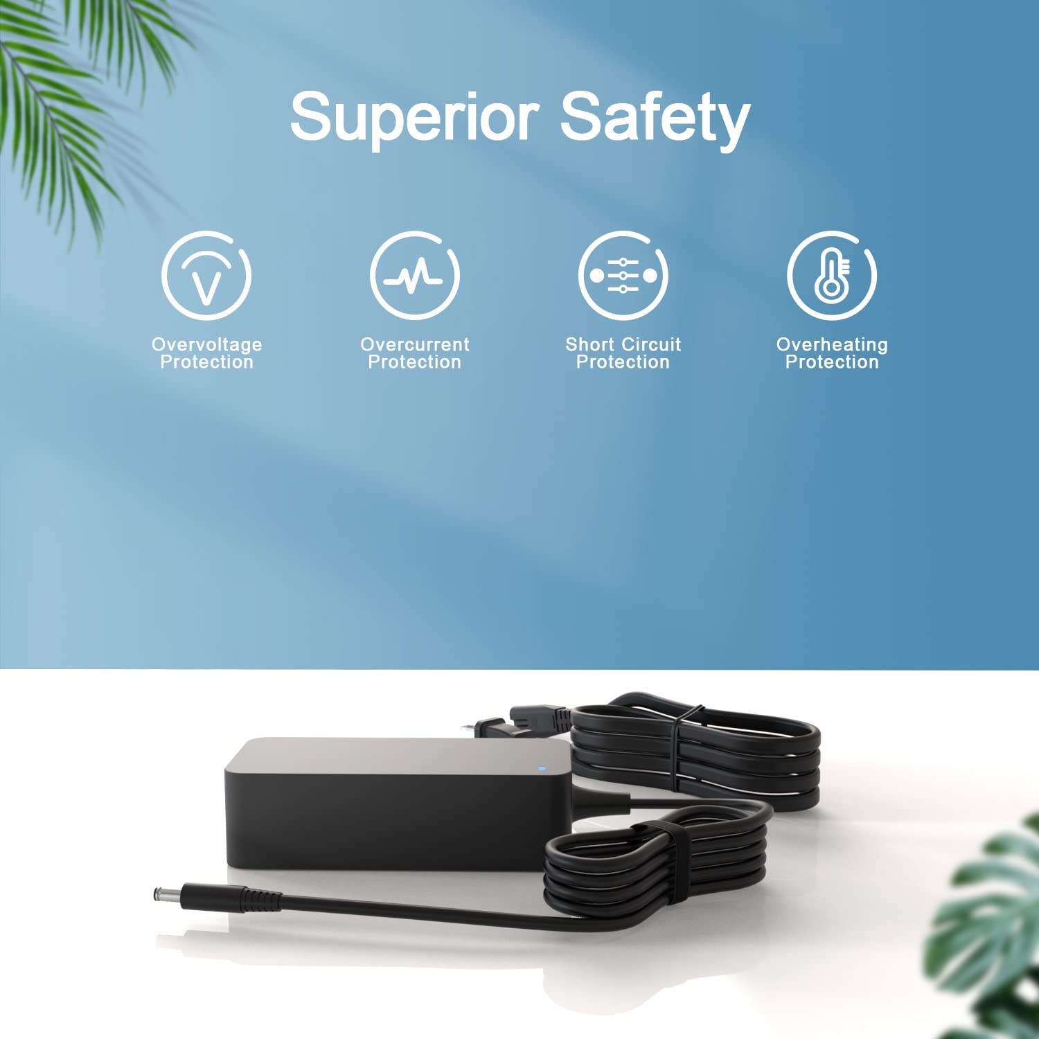 65W 45W Laptop Charger Fit For Dell Latitude 3520 3420 3320 Laptop, (Safety Certified By Ul) Round Connector, 10Ft Power Cable