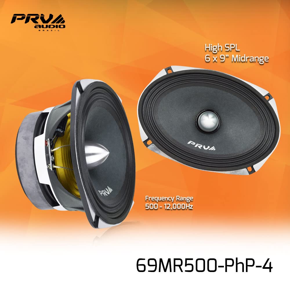Prv Audio 6X9 Inch Midrange Speaker 69Mr500 Php 4 500 Watts Program Power, 4 Ohm, 1.5 In Voice Coil, 250 Watts Rms Pro Car Audio Loudspeaker (Single)