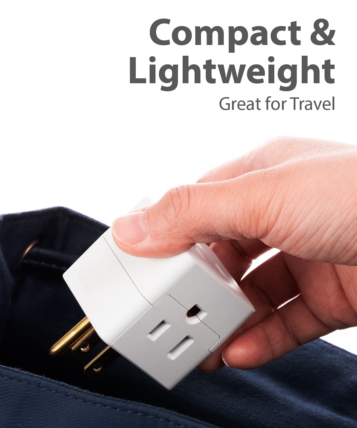 3-Outlet Extender, Fosmon 90 Degree Plug Outlet Adapter, Right Angle Power Plug Adapter 3 Prong, 3 Way Power Splitter Cube Tap,