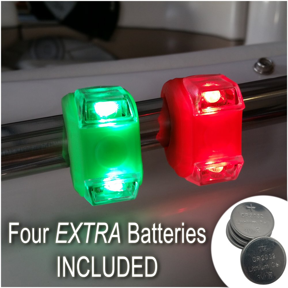 Bright Eyes Portable Marine Led Navigation Safety Bow Lights For Kayak Canoe Dinghy Or Yacht | Red And Green | Silicone Rubber B