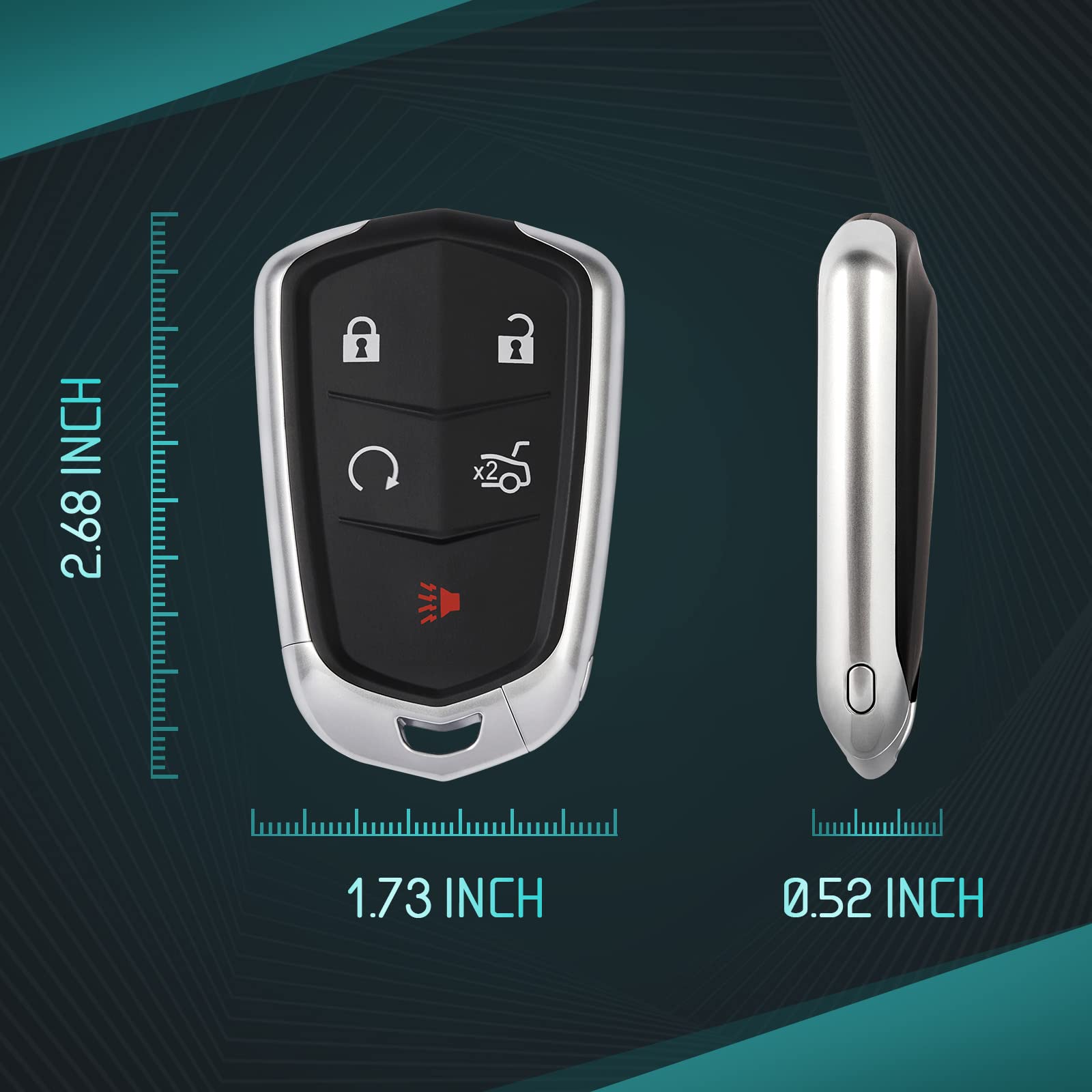 Helloauto Fit For Cadillac Replacement Key Fob Cover, Key Fob For Cadillac Xt5 Ats Cts Remote Key Srx Xts Escalade Key Fob, Keyl