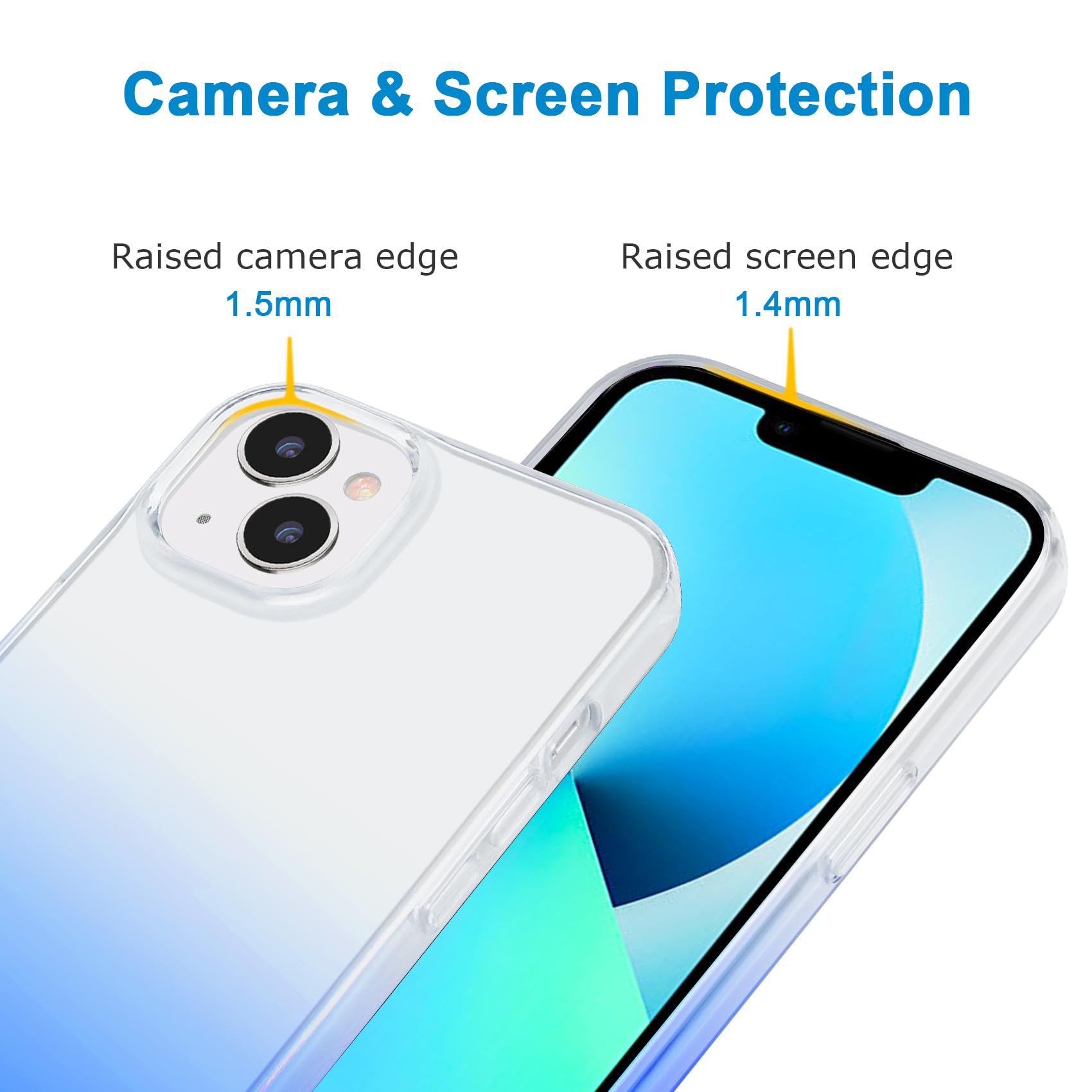 Jjgoo Compatible With Iphone 13 Case Clear Soft Transparent Shockproof Protective Slim Thin Bumper Phone Cover, Gradient Blue