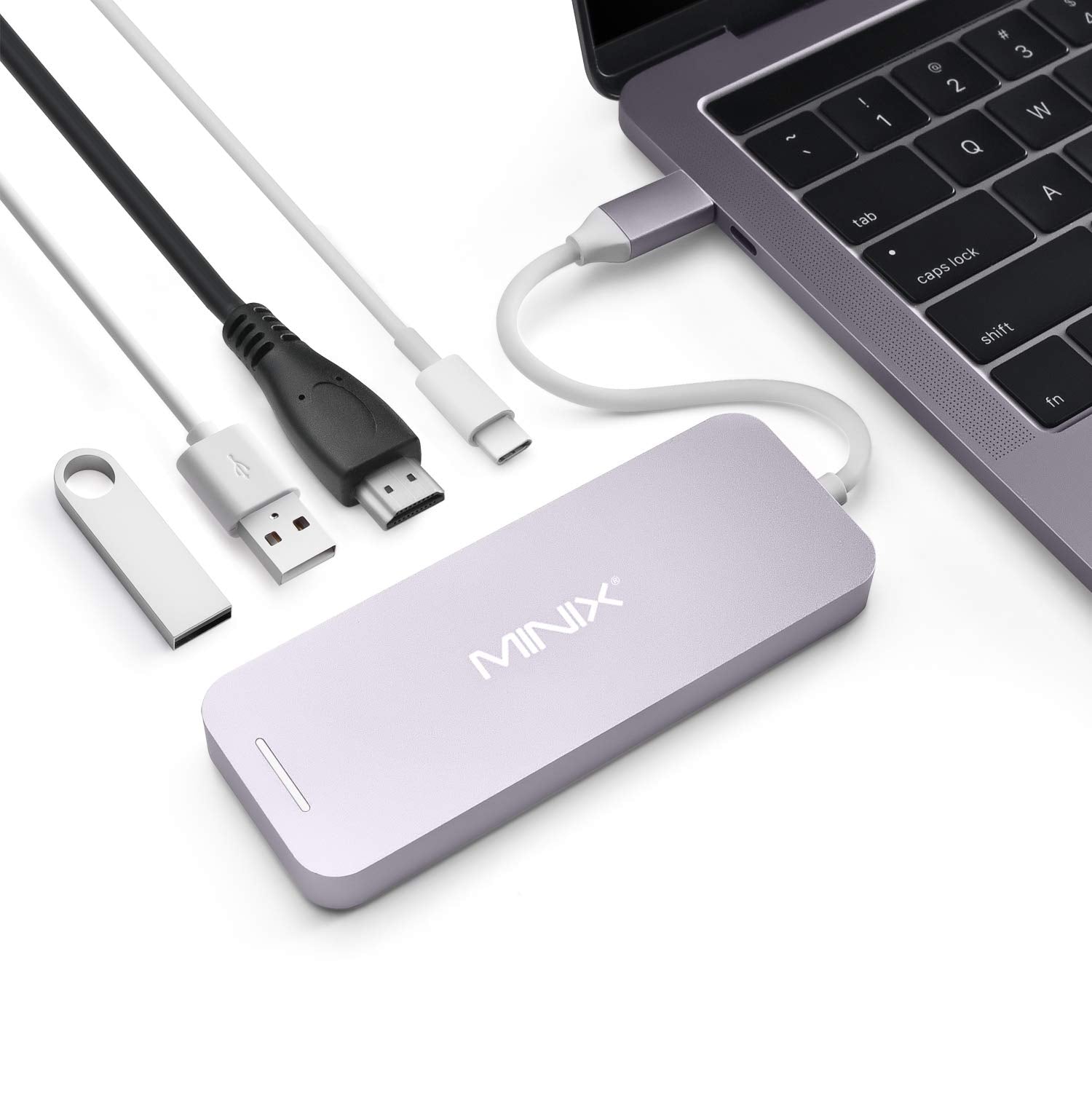 MINIX AC NEOS4GR USBC Hub 4Ports HDMI1.4 4K USB TypeC 480G M.2 SSD Gray BLK