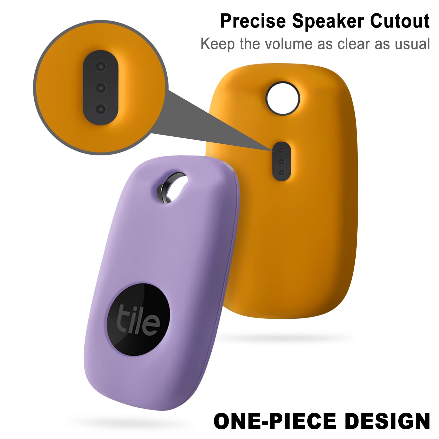 Geiomoo Silicone Case For Tile Pro 2022 Tracker, Soft Flexible Scratch Resistant Cover With Carabiner (2 Pack Orange+Lilac)