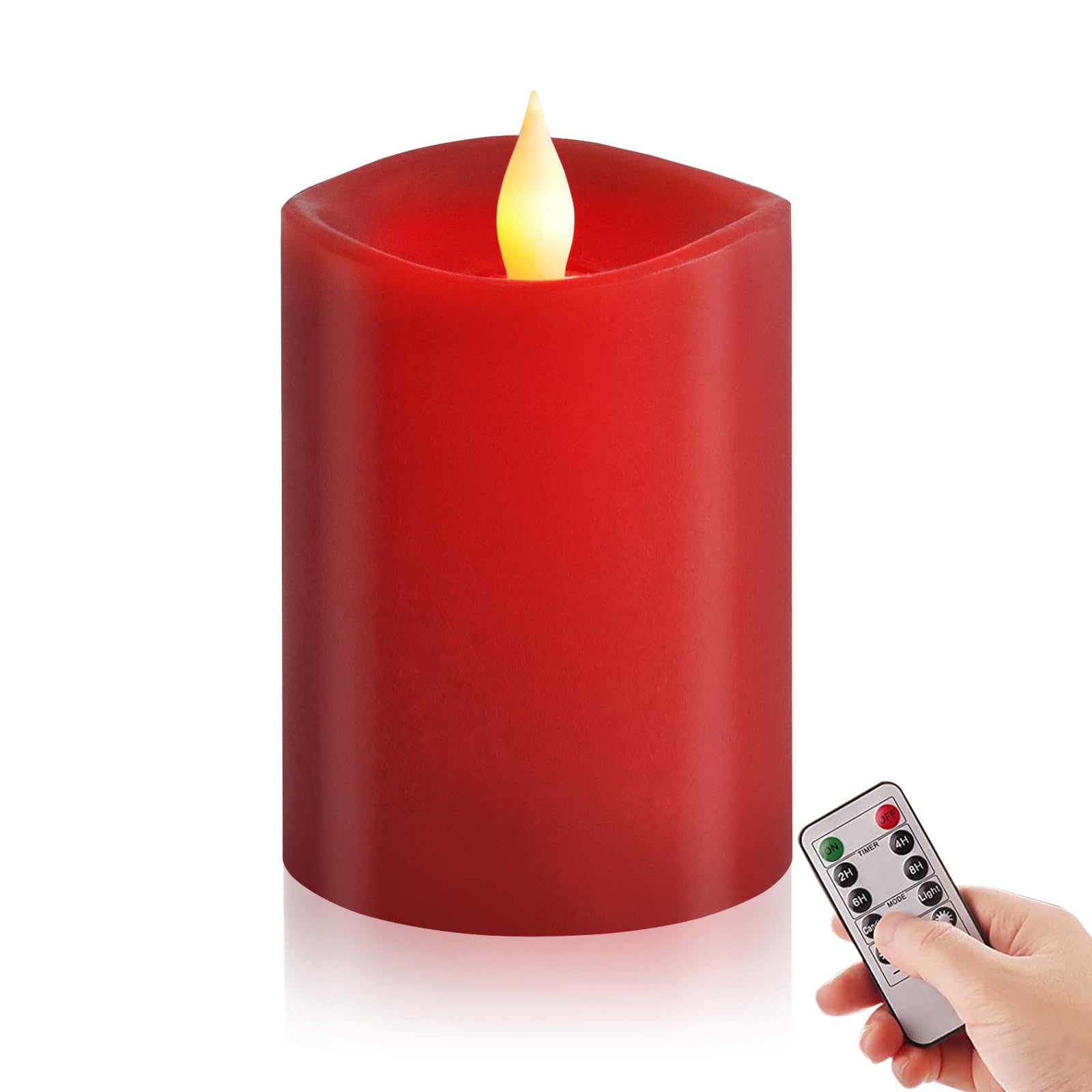 Asldoiweh 3X4'' Red Flickering Flameless Candles