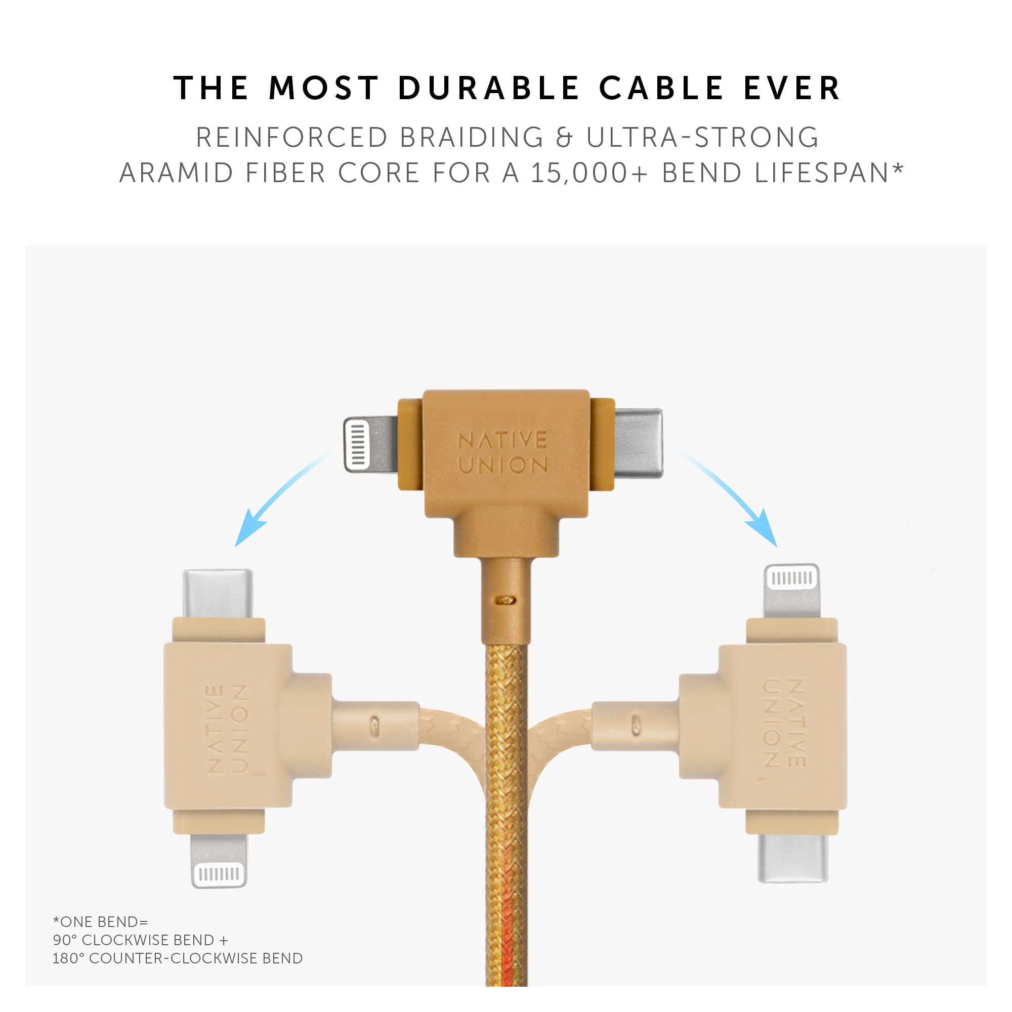 Native Union Belt Cable Duo - 5Ft Ultra-Strong Braided Universal Charging Cable - Made With Recycled Materials - 2-In-1 Multi-De