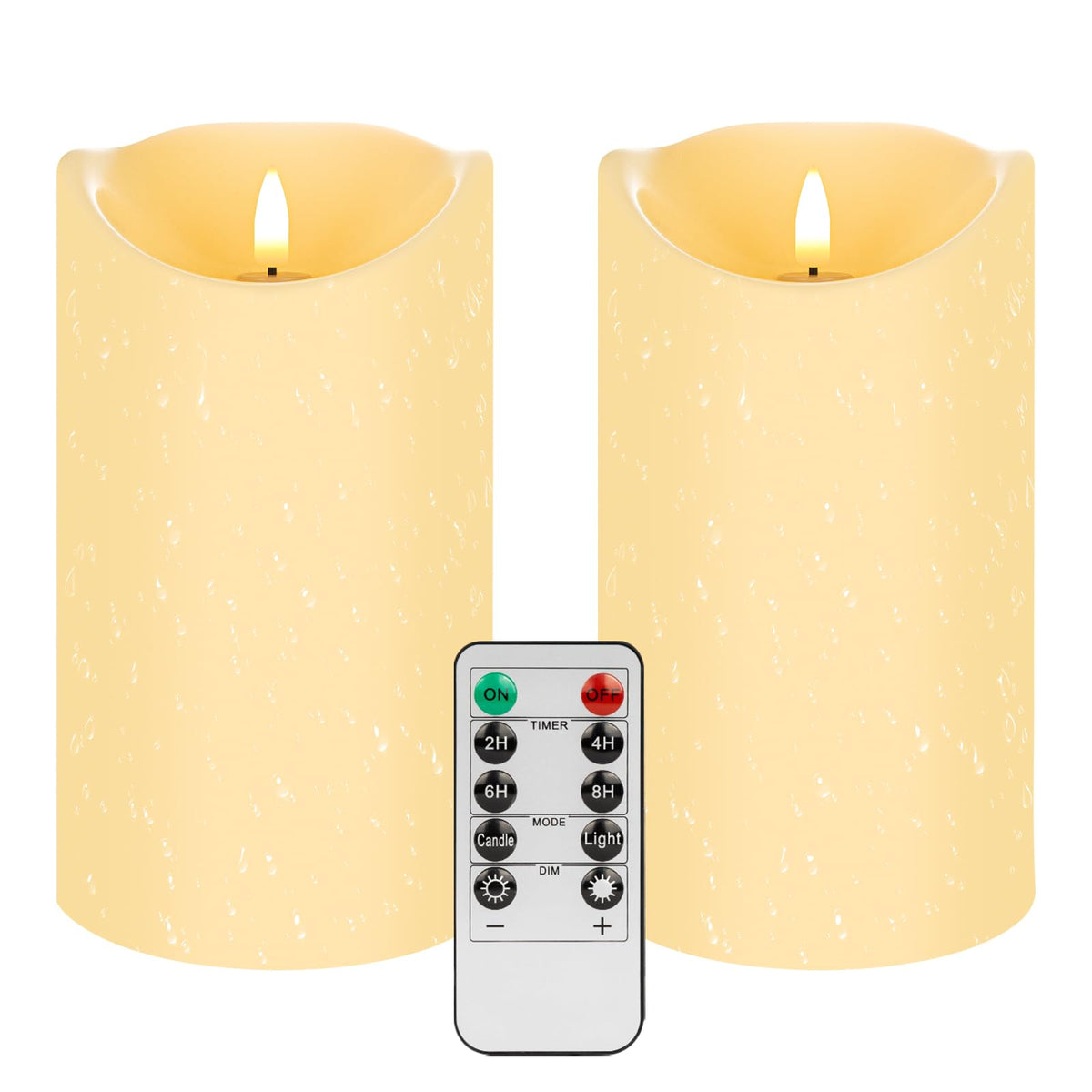Angelloong Waterproof Flameless Candles With Remote, 6''X4'' Outdoor Battery Operated Candles With Timer, Led Flickering Pillar 