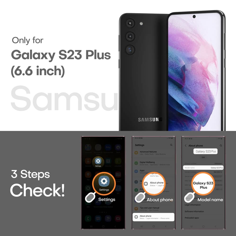 Tocol 3 In 1 For Samsung Galaxy S23 Plus Case, [Upgraded Full Camera Protection] [Military Grade Drop Tested] Translucent Matte