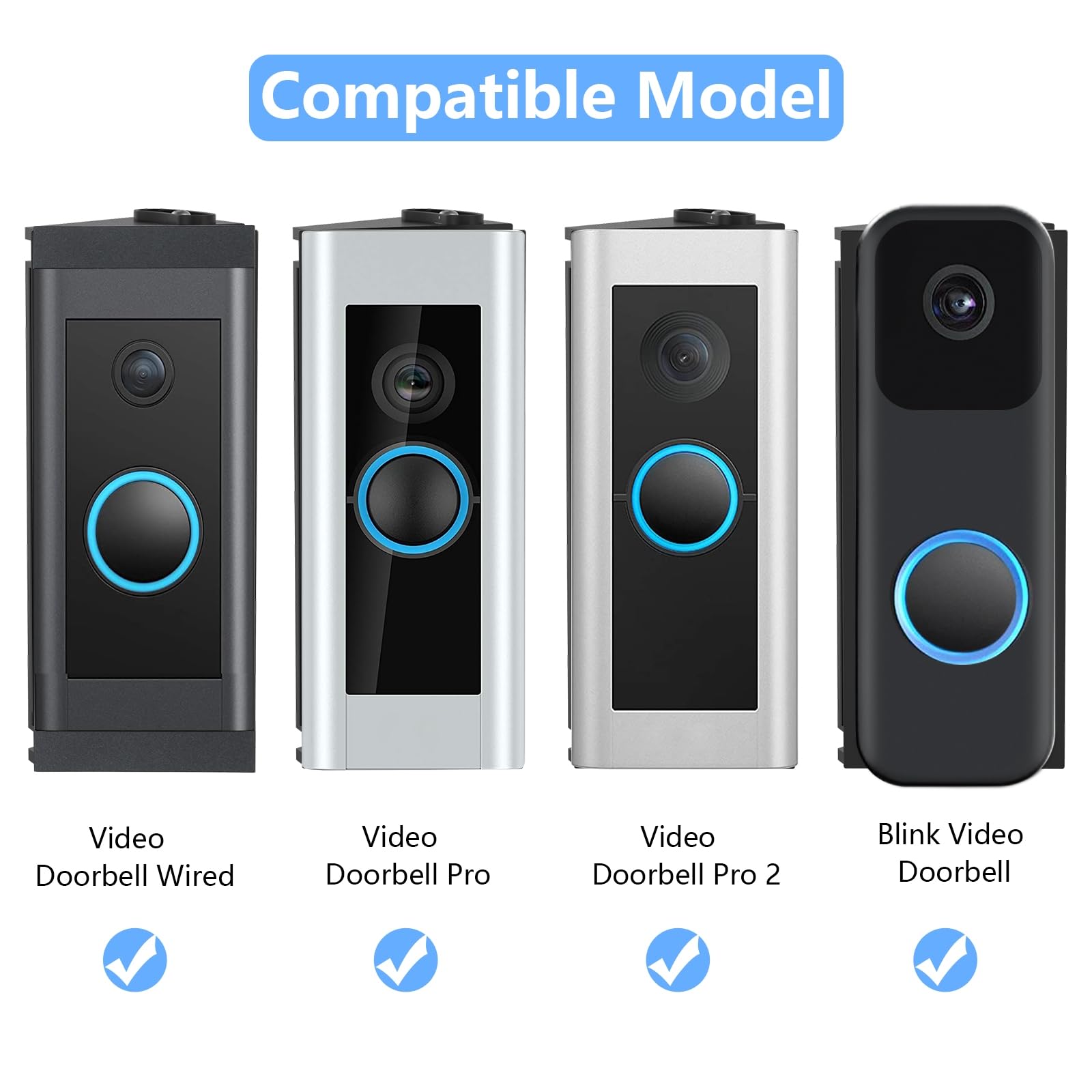 Riovo Adjustable 30 To 55 Degree Doorbell Angle Mount Compatible With Video Doorbell Wired/Pro, Replacement Angle Adjustment Ada