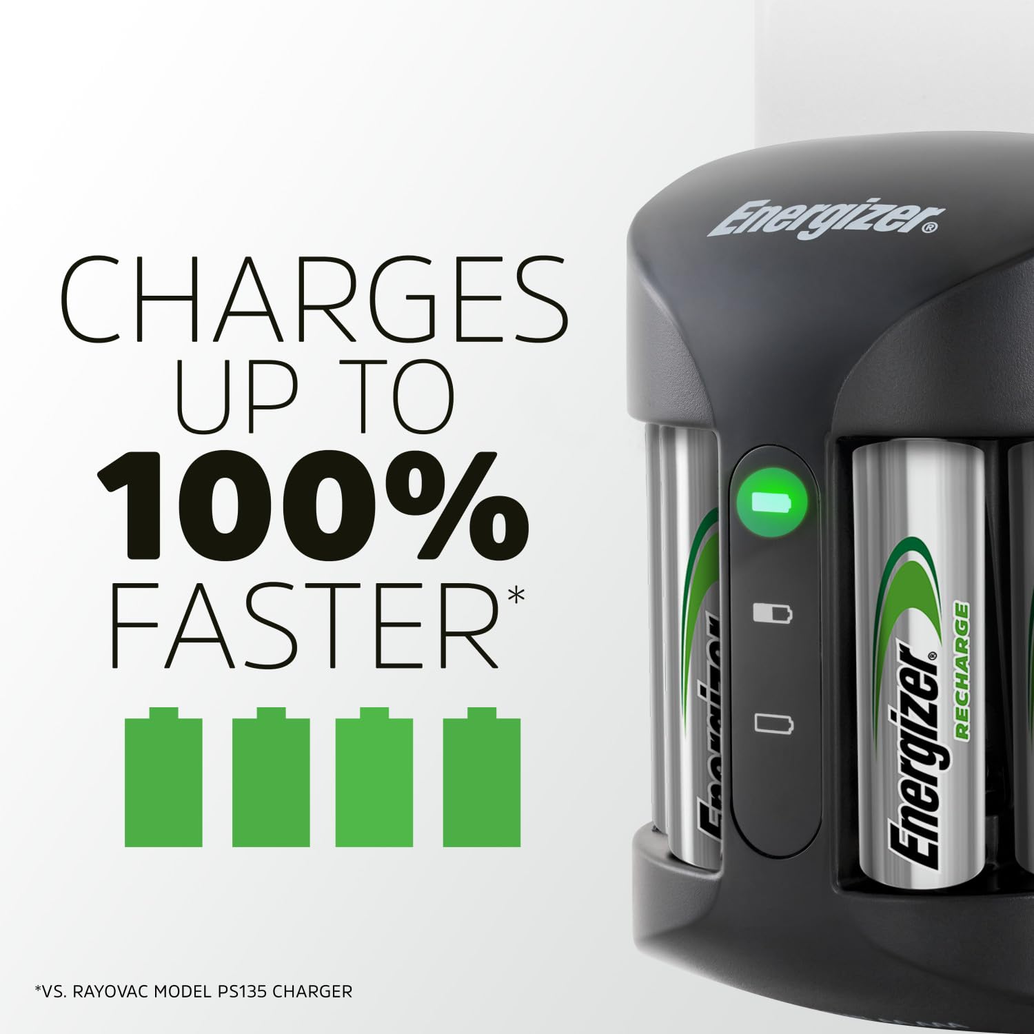 Energizer Rechargeable Aa And Aaa Battery Charger (Recharge Pro) With 4 Aa Nimh Rechargeable Batteries, Auto Safety Feature, Ove