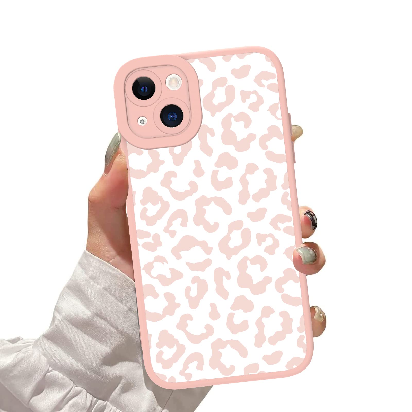Ziye For Iphone 13 Case Pink Leopard Pattern Phone Case With Camera Protection,Tpu Silicone Rubber Protective Cover Cheetah Desi