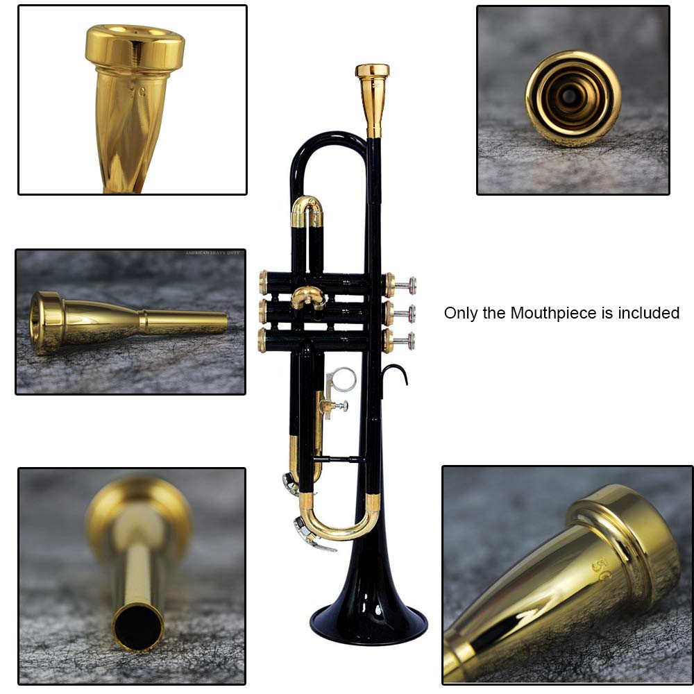 Accoco 3C/5C/7C Trumpet Mouthpiece, Copper Material Trumpet Accessories Parts(3 Pack)