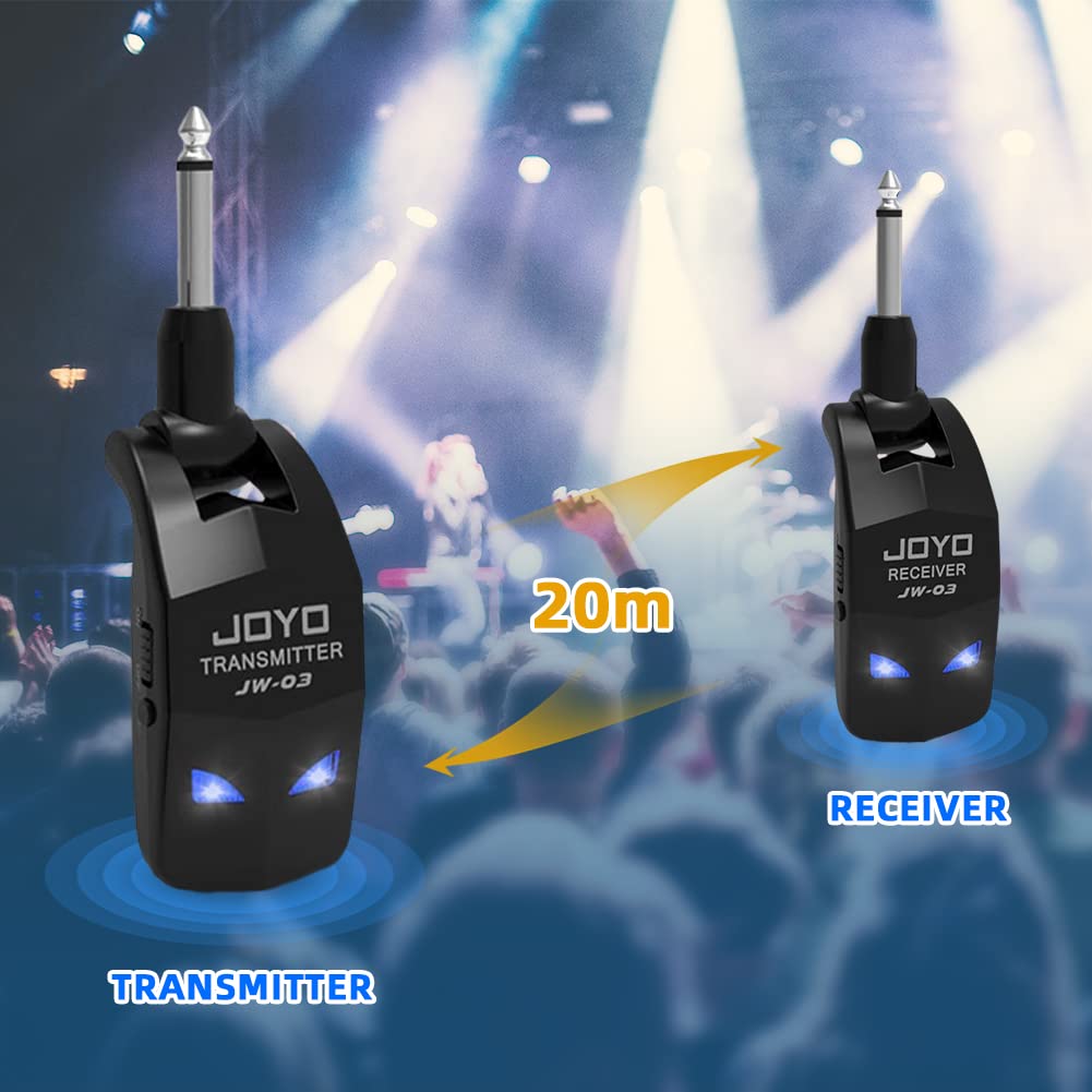 Joyo 2.4Ghz Wireless Guitar System 4 Channels Rechargeable Audio Wireless Transmitter Receiver For Guitar Bass Electric Instrume