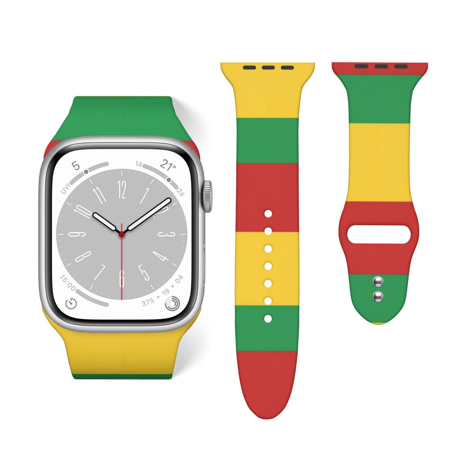 Waterproof Bands Compatible with Apple Watch Lithuanian Flag, Silicone Bands for Women and Men