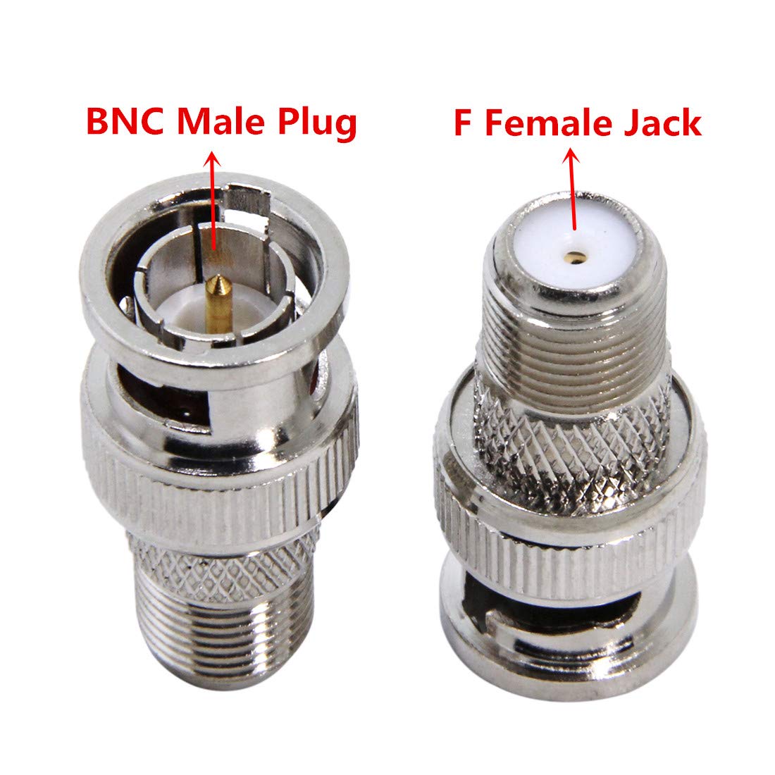 F To Bnc Connector, 2 Pack Bnc Male To F Female Coax Adapter 75 Ohm, Rg6, Rg59 Connector For Scanner And Camera, Cannot Be Used On Tvs, Antennas Or Computers