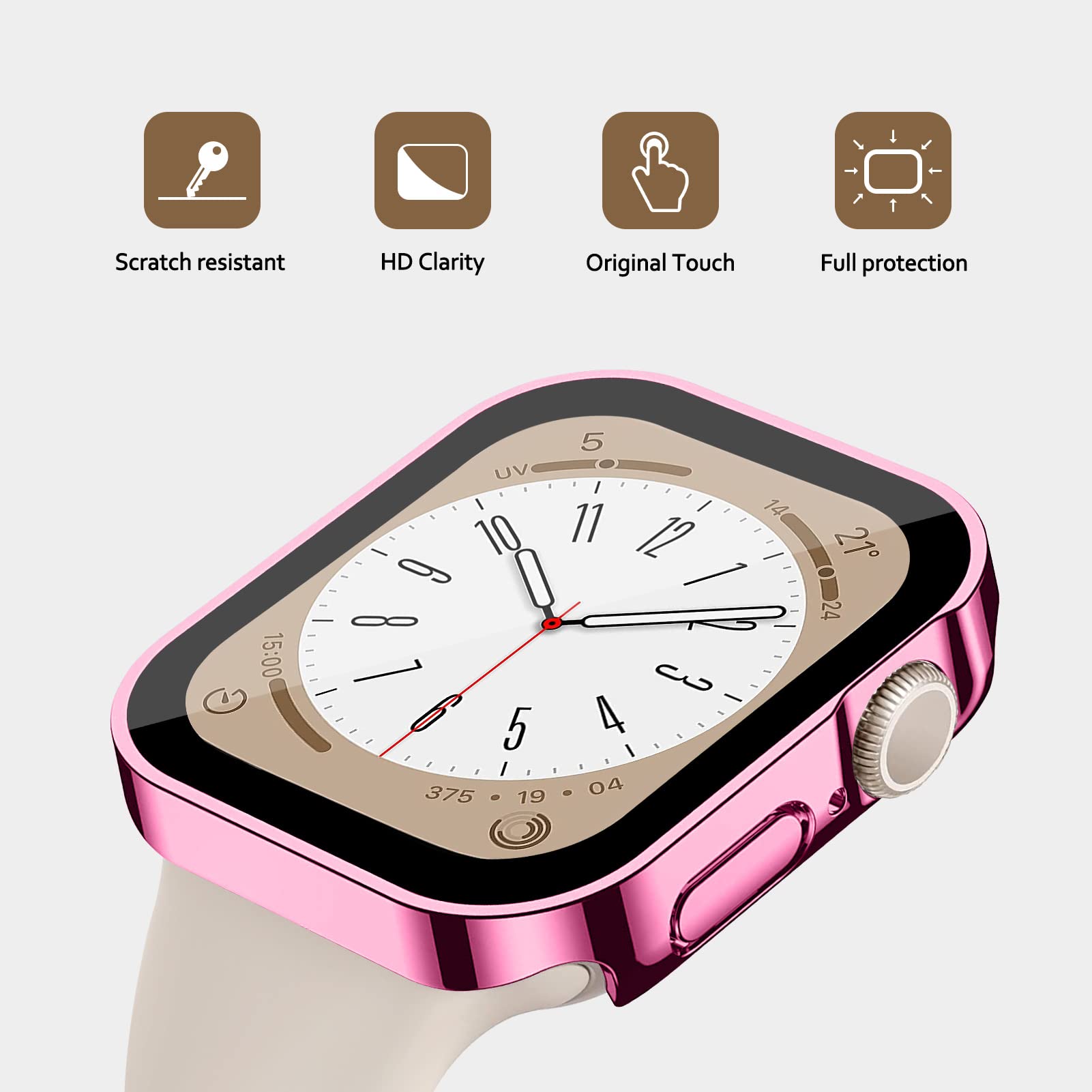For Apple Watch Case 44Mm,Hard Case With Tempered Glass Screen Protector,Watch Cover For Apple Watch Se 6 5 4 Screen Protector,U
