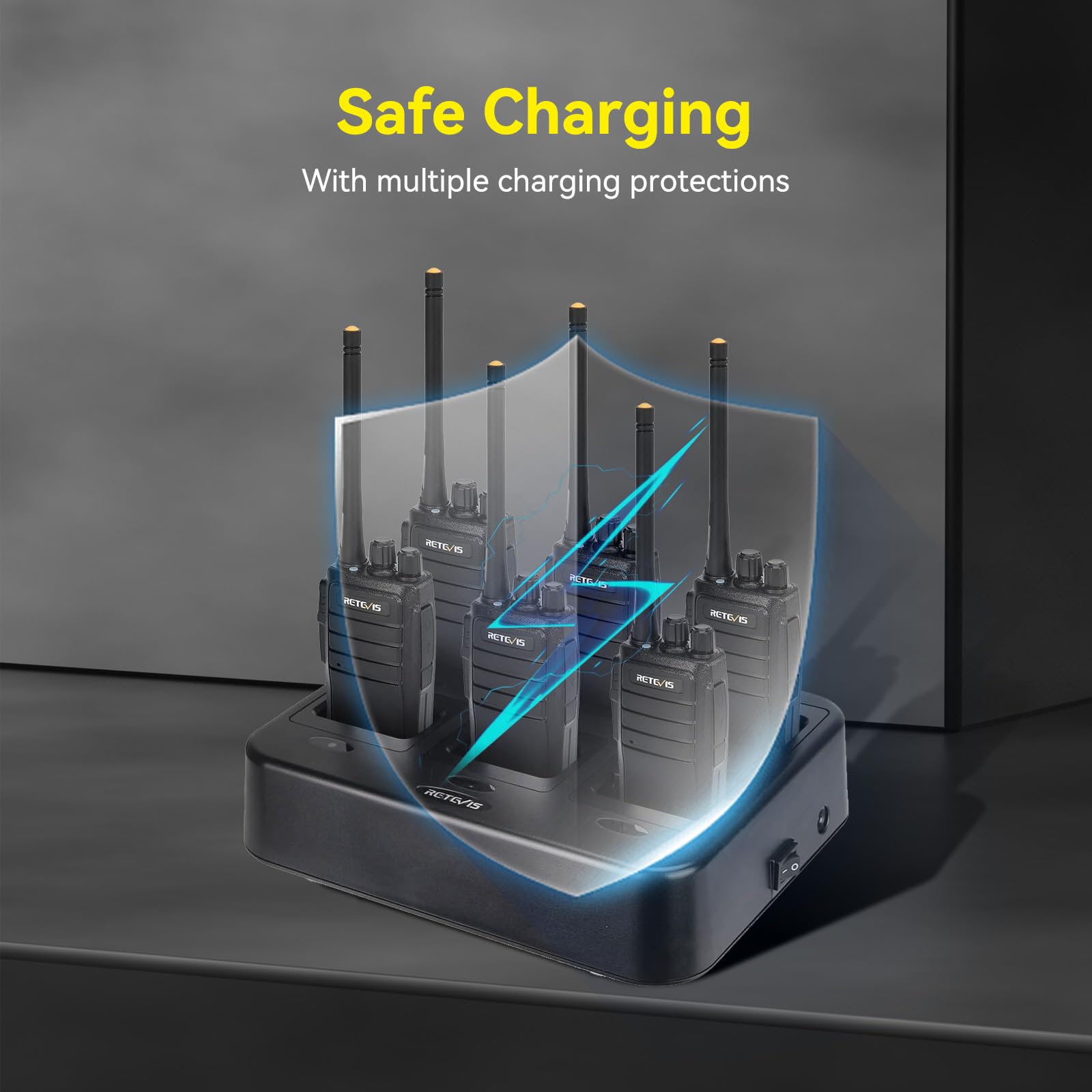 Retevis Rt21 2 Way Radio Long Range, Walkie Talkies For Adults, Heavy Duty Rechargeable Two Way Radios With Six Way Charger, For Manufacturing Education(6 Pack)