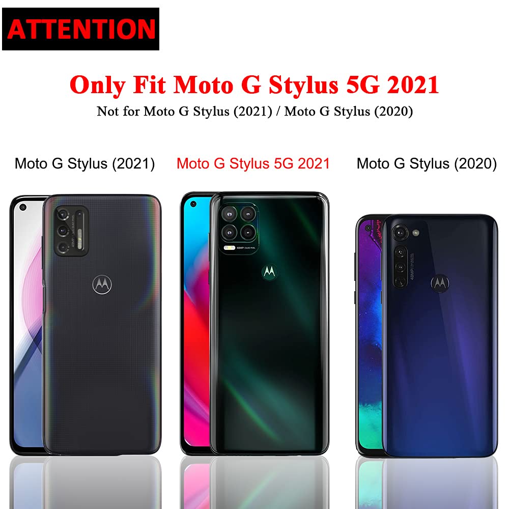 Compatible With Moto G Stylus 5G 2021 Case,With Screen Protectors,Heavy Duty Rugged Shockproof Full Body Protection Kickstand Ca