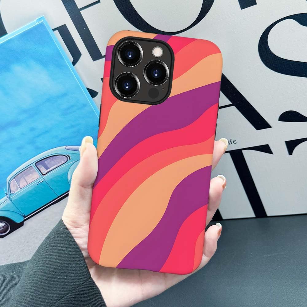 Seized Case Compatible With For Iphone 14 Pro Max,Pink Colorful Waves Abstract Swirls Phone Case For Girl Women Boy Men,Durable