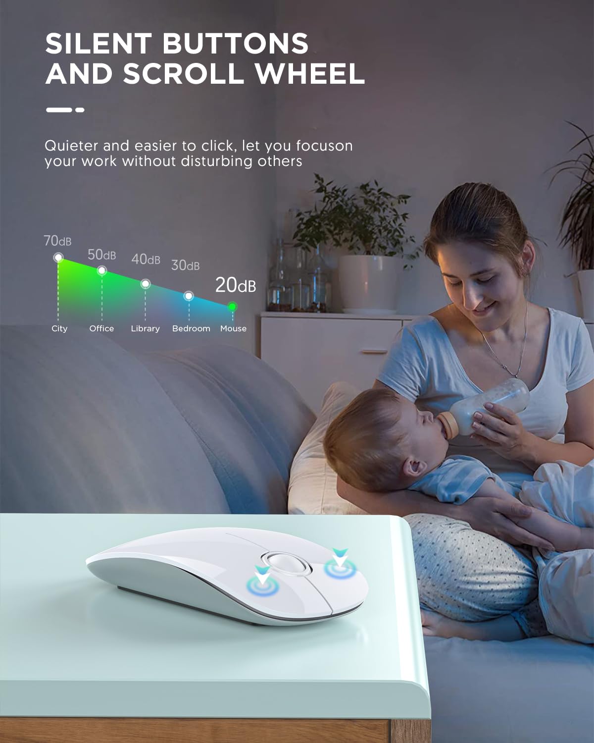Rapique Bluetooth Wireless Mouse   (Bt5.1+Usb) Slim Dual Mode Computer Mice With Quiet Click, Low Power, And 1600 Dpi, Portable