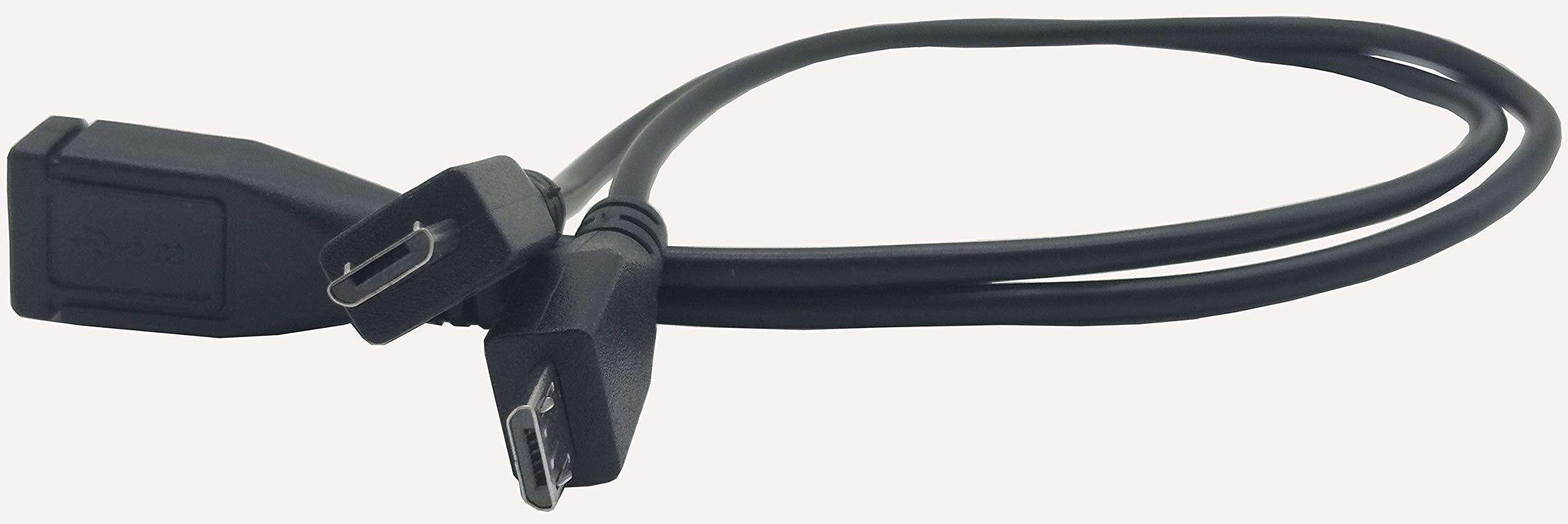 Traovien Micro Usb Splitter Cable, Micro Usb 1 Female To 2 Male Y Splitter Extension Charge Cable For Galaxy S5 I9600 S4 I9500 Note2 (0.3M/12Inch 1Pcs)