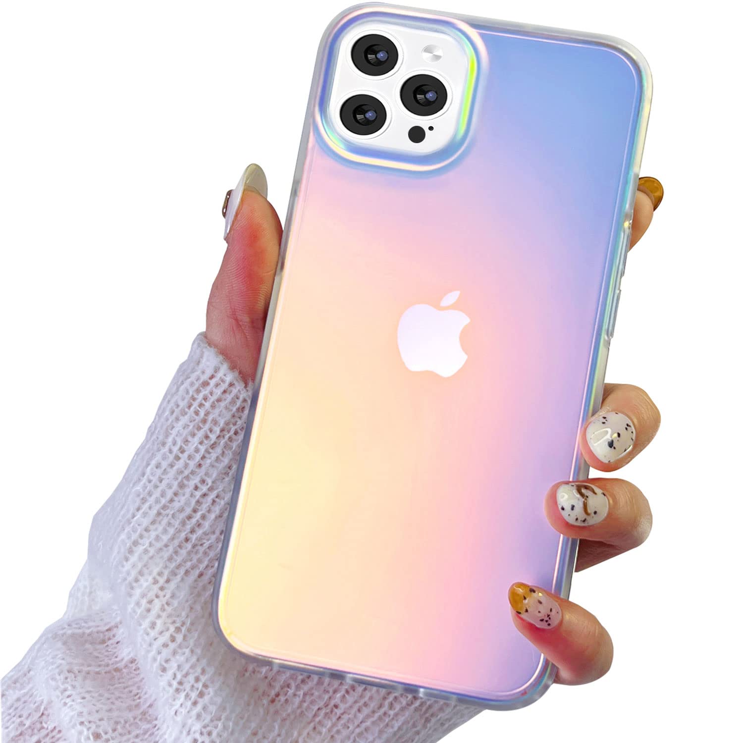 I Mgae In Ar Compatible With Iphone 13 Pro Case Clear Frosted Laser Glitter Bling Women Girls, High Grade Tpu And Hard Pc Shockp