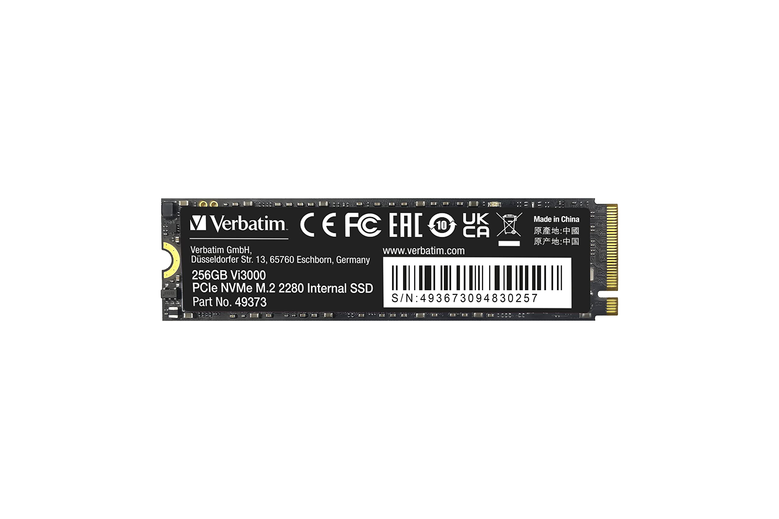Verbatim 256GB SSD Vi3000 Internal Solid State Hard Drive PCIe NVMe M.2 2280