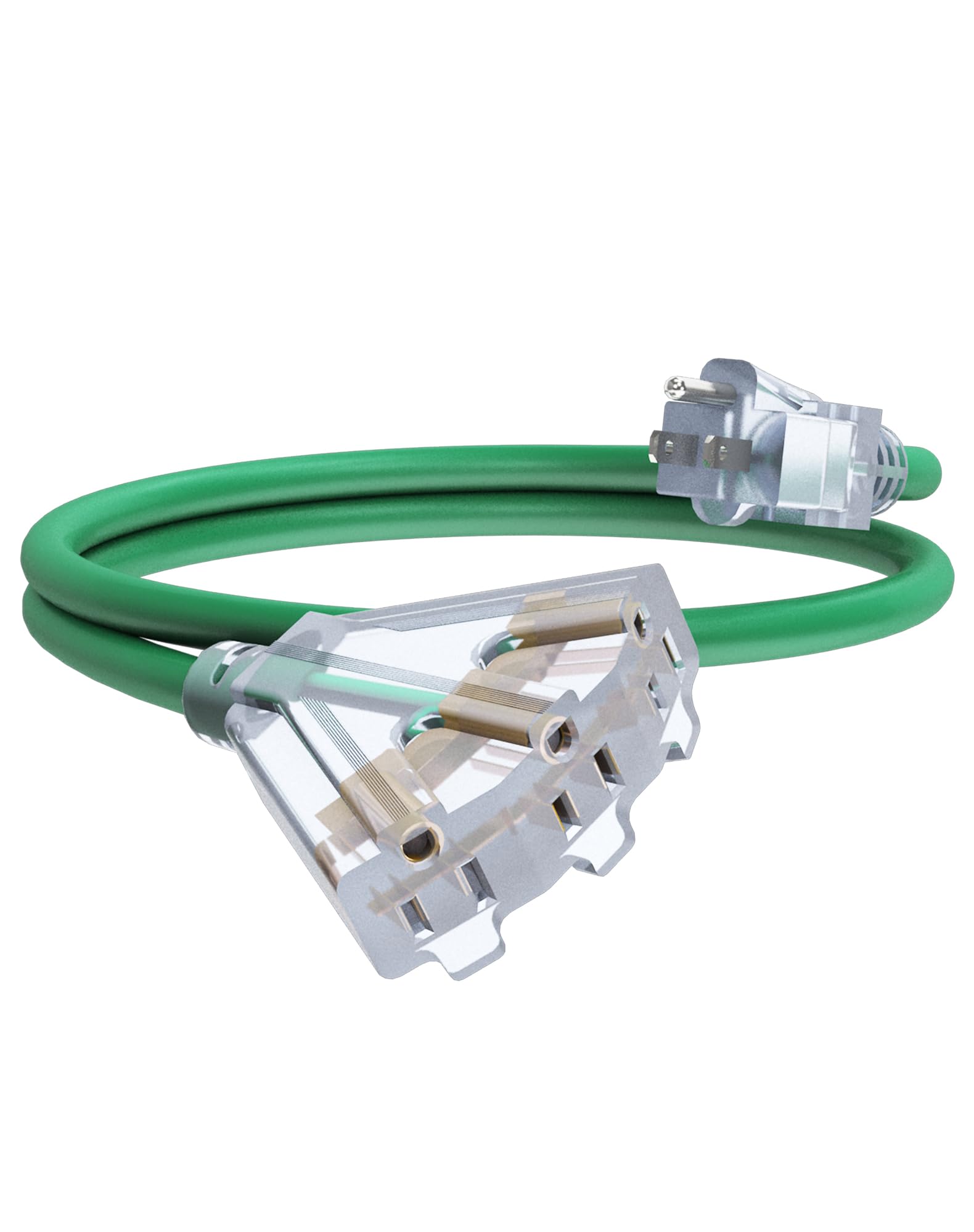 6Ft 12/3 Outdoor Extension Cord With 3 Outlets, Heavy Duty 12 Gauge 3 Prong Extension Cord Waterproof With Lighted End, 15A 12Aw