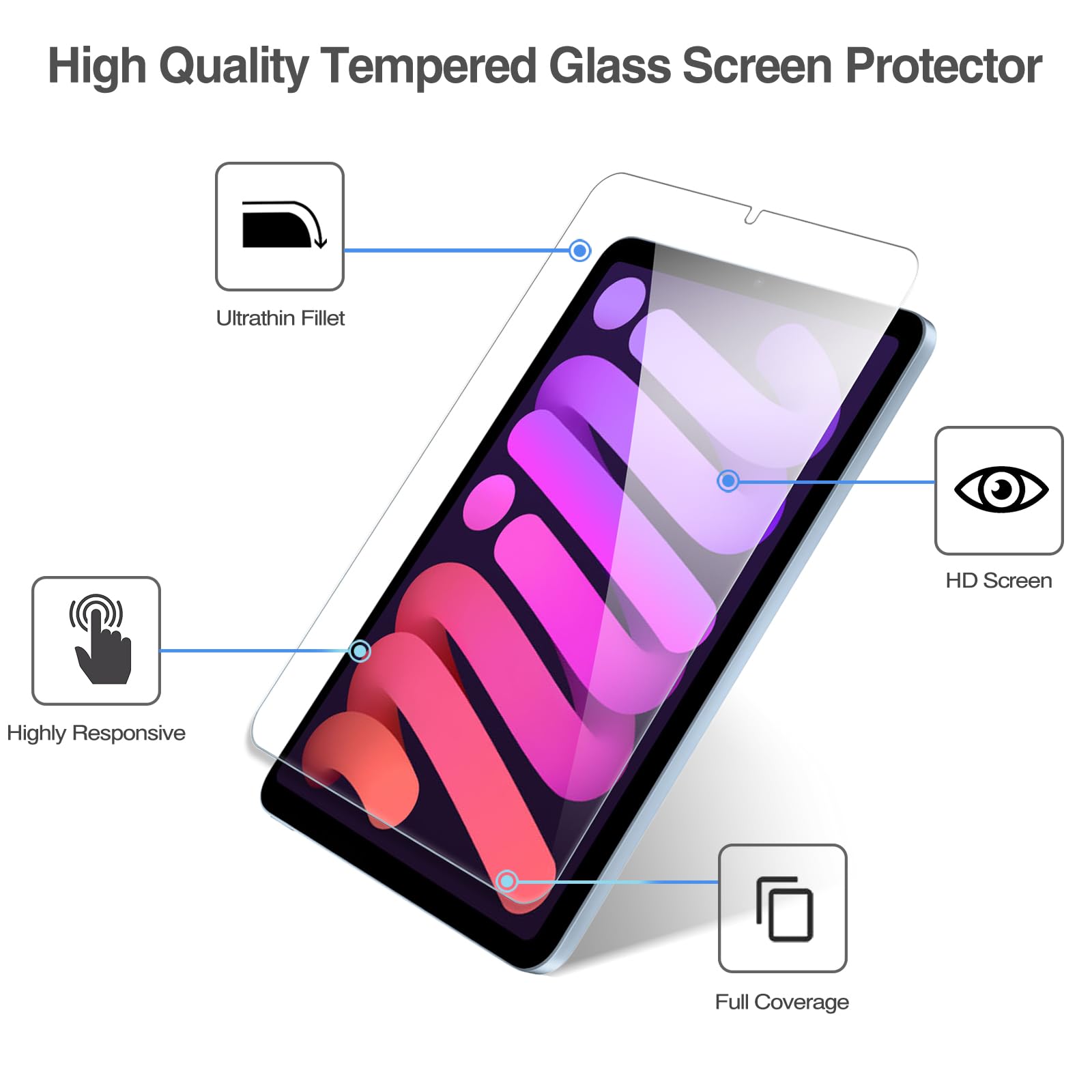 Procase 1 Pack Screen Protector For Ipad Mini 6 8.3'' 2021, Tempered Glass Film Guard For Ipad Mini 6Th A2567 A2568 A2570  Clear
