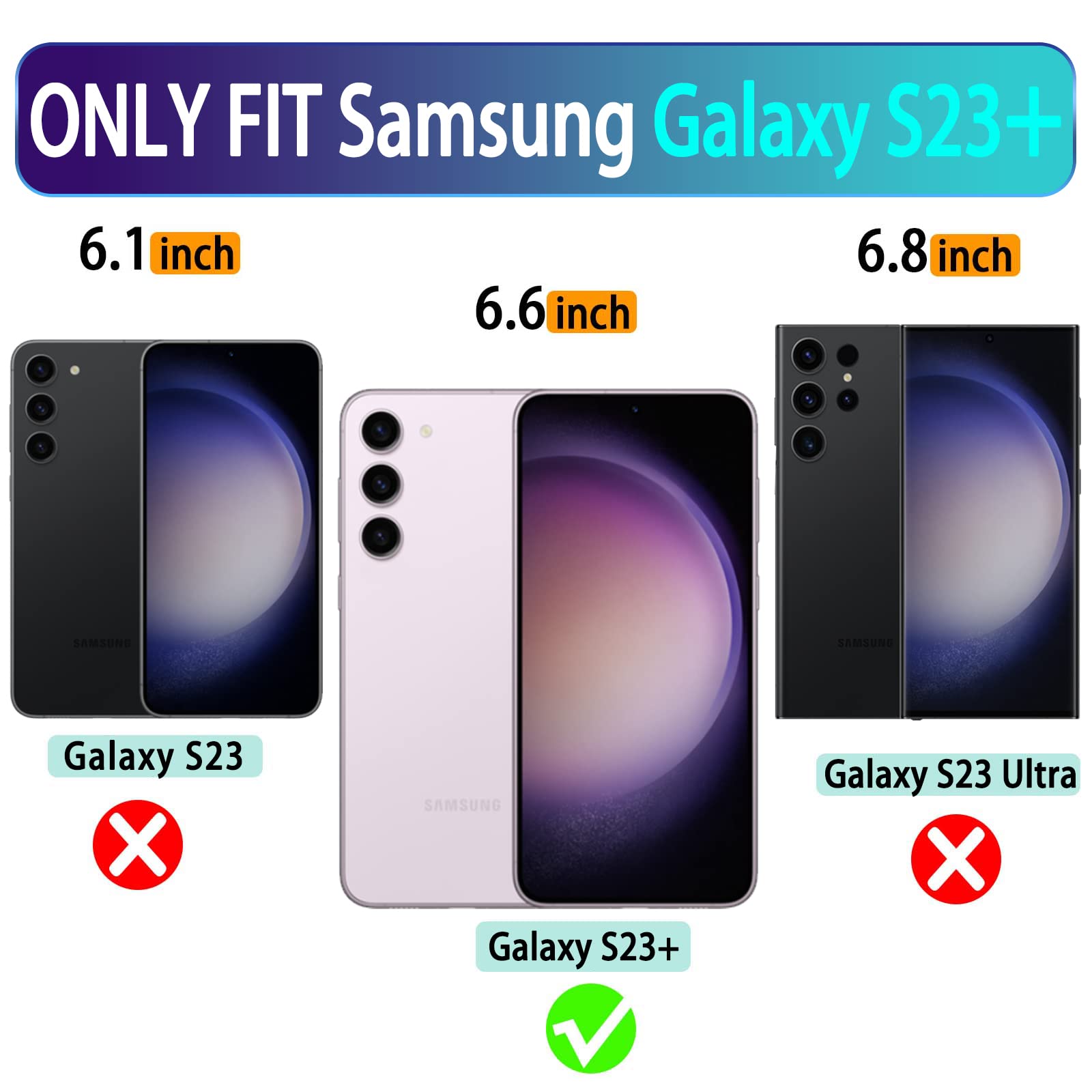 Vanavagy Wallet Case Compatible For Galaxy S23+ Plus For Women And Men,Leather Flip Folio Phone Cover Fits Magnetic Car Mount Wi