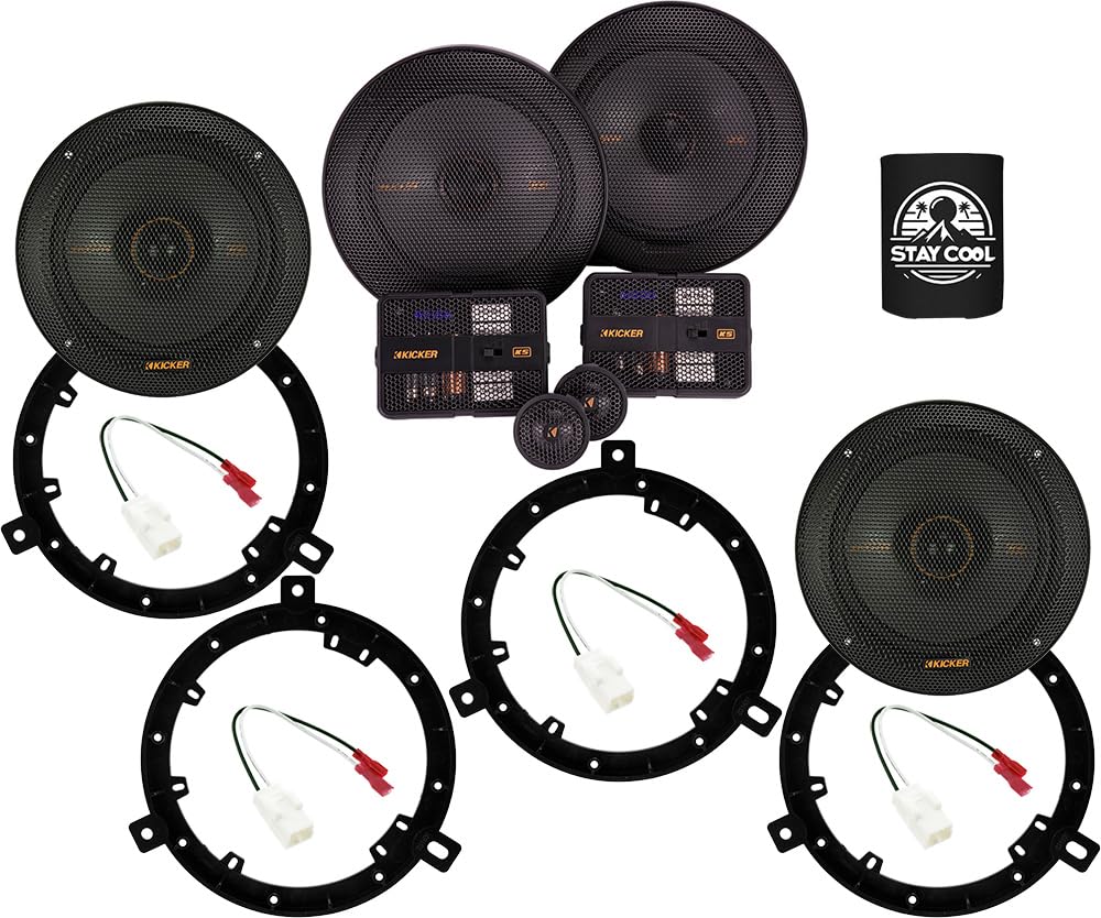 KICKER Dash and Overhead 6.75 Speakers Kit for Jeep Wrangler 2007-2017 Upgrade Kit - 2 Pairs of KS Series 6 3/4 Inch Speakers wi
