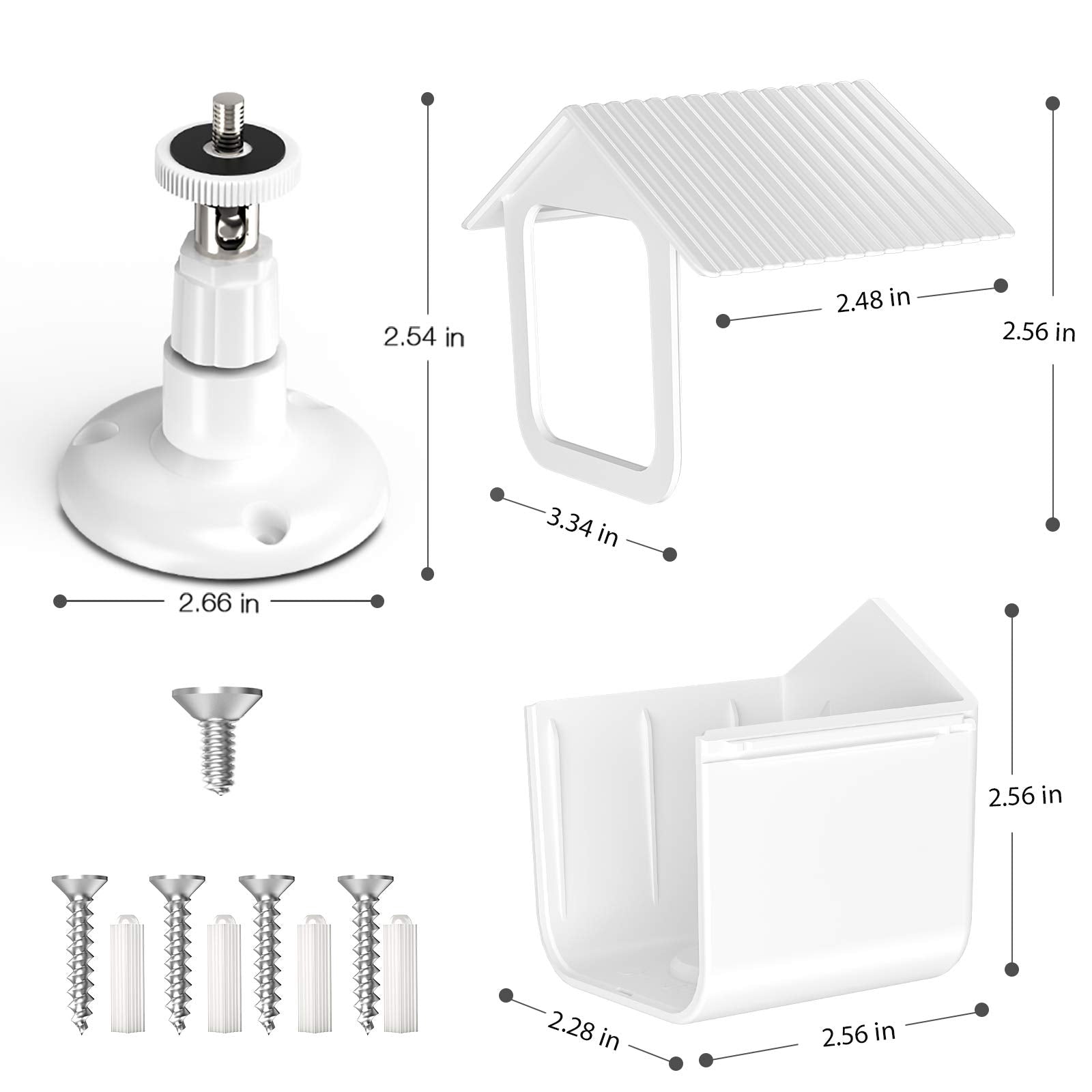 Holaca Weatherproof Outdoor Wall Mount Bracket + Quick Indoor Mount For Wyze Cam V3 1080P Hd Camera, Weather Proof 360 Degree Protective Adjustable Mounting Bracket Kit (White 2Pack)