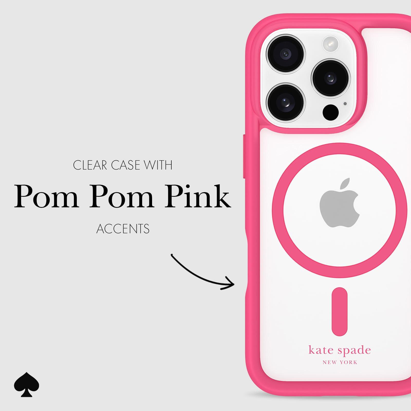 Kate Spade New York Iphone 16 Pro Case   Compatible With Magsafe   Designer Phone Case   Pom Pom Pink
