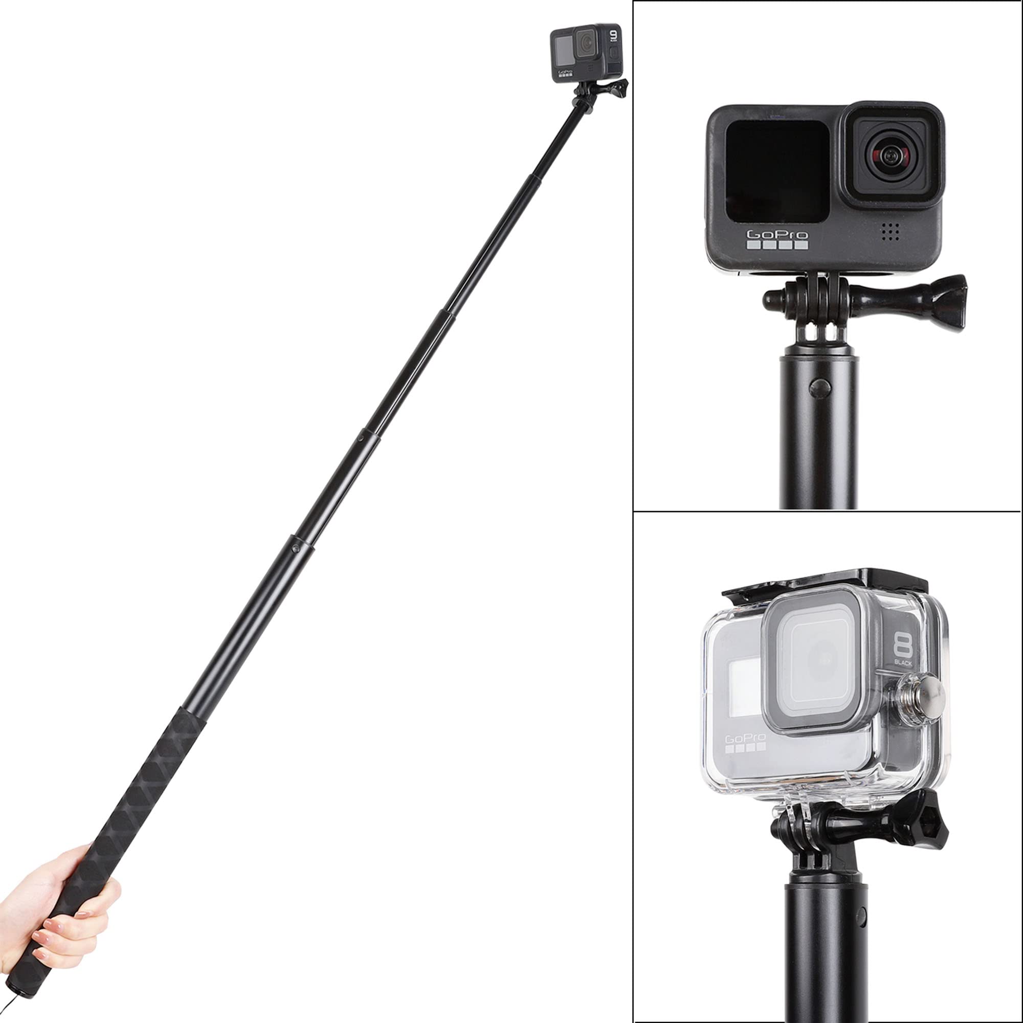 79Inch Long Selfie Stick For Gopro 13/12 11 10 9 8 7 6 5 Blcak 4 Silver Go Pro Max Session, Dji Osmo Action 5 4 3 2,Akaso,Insta360 One Rs R Cameras, 45 200Cm Extendable Pole Monopod