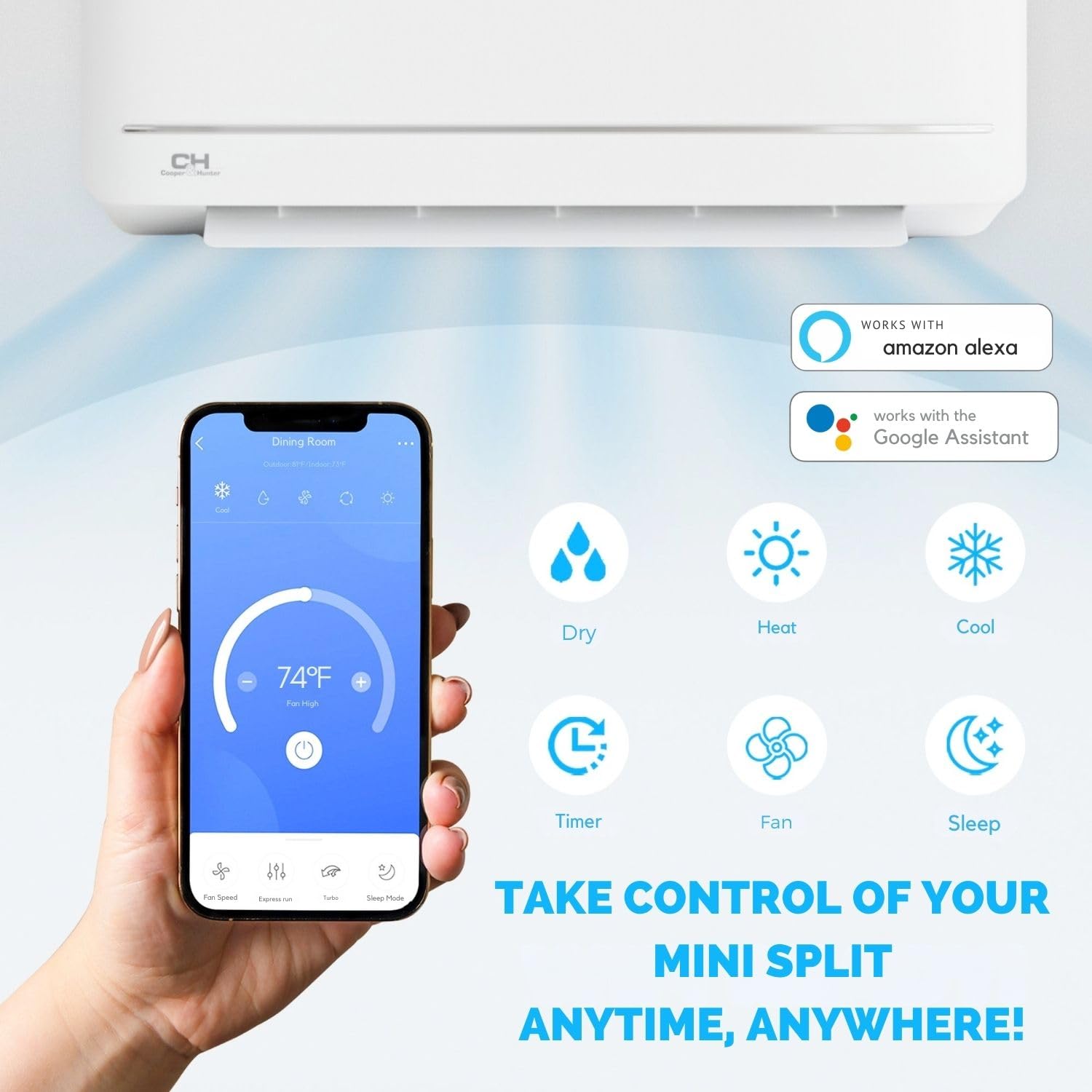 Cooper & Hunter 24,000 Btu, 230V, 17 Seer Ductless Mini Split Ac/Heating System Pre Charged Inverter Heat Pump With 16Ft Install